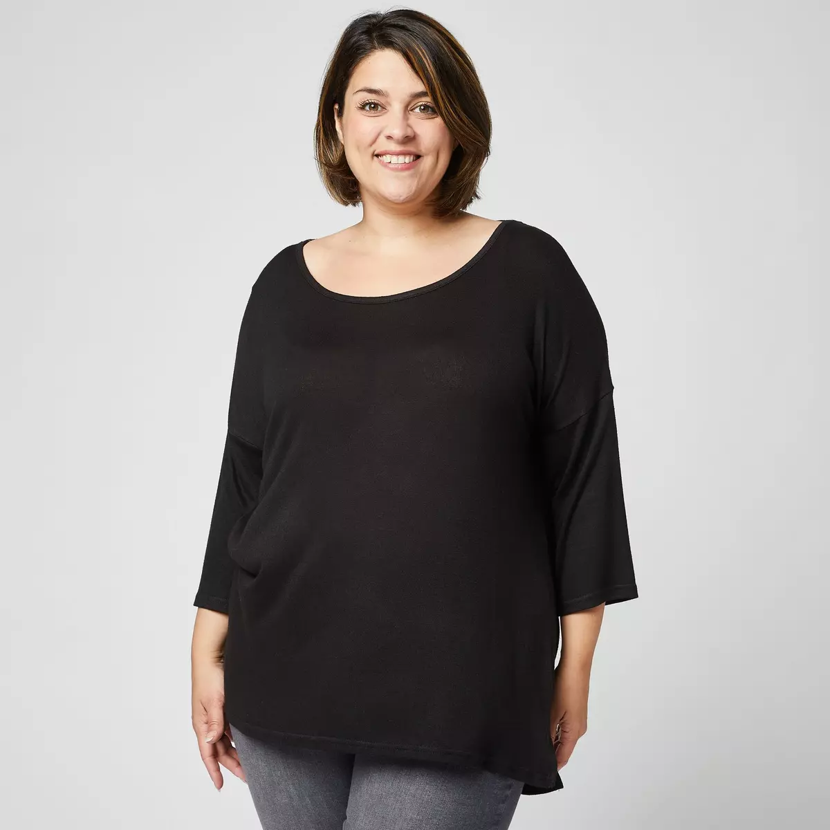 IN EXTENSO T-shirt manches 3/4 noir grande taille femme