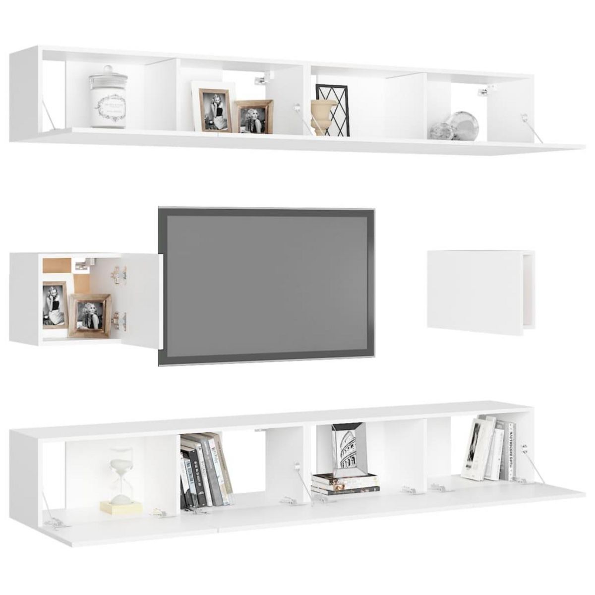 VIDAXL Ensemble de meubles TV 6 pcs Blanc Bois d'ingenierie