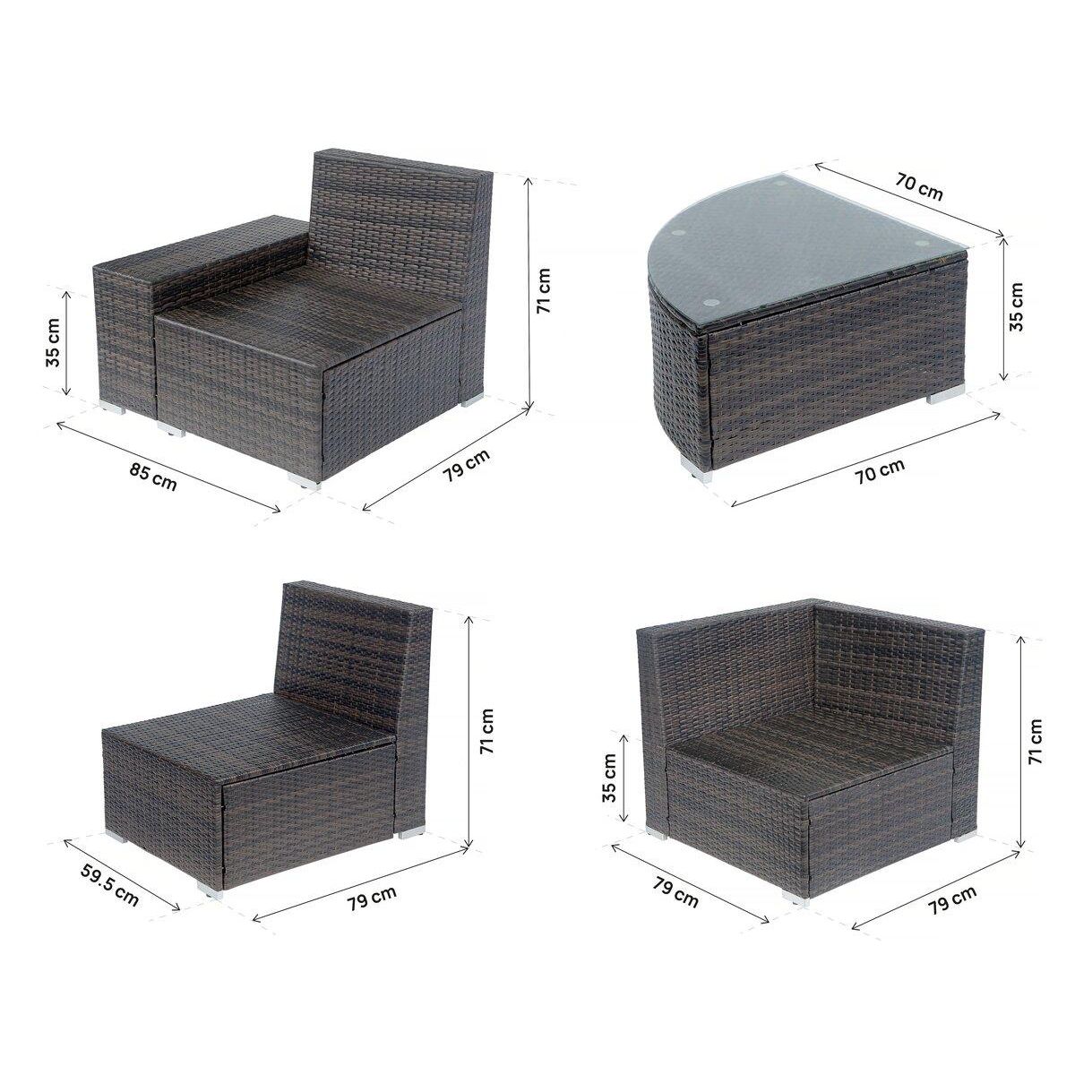 Habitat et Jardin Salon de jardin en résine tressée  Zelda  - 5 places - Marron