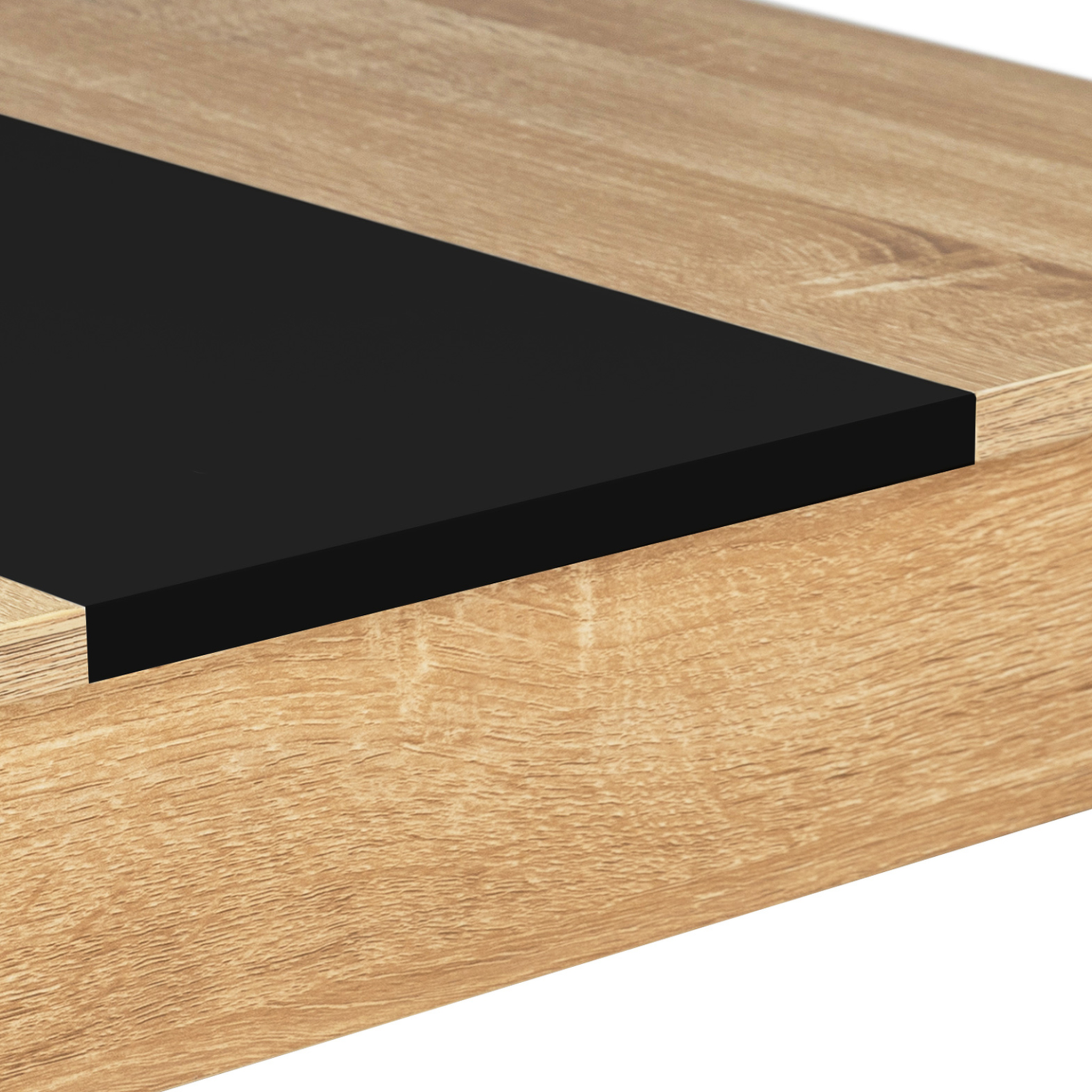 Voir la diapositive 3 : ID MARKET Ensemble table à manger et 2 bancs rozy 4 personnes façon hêtre et noir 110 cm