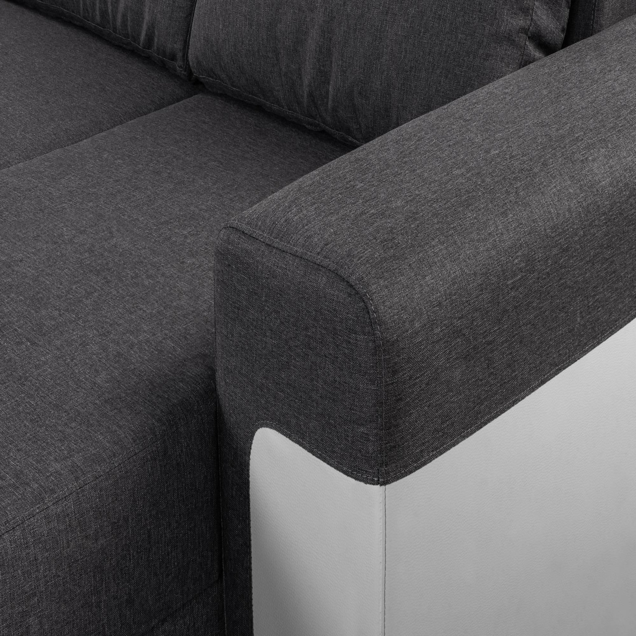 Voir la diapositive 6 : BEST MOBILIER Milan - canapé d'angle panoramique - convertible - 7 places - 2 coffres de rangement