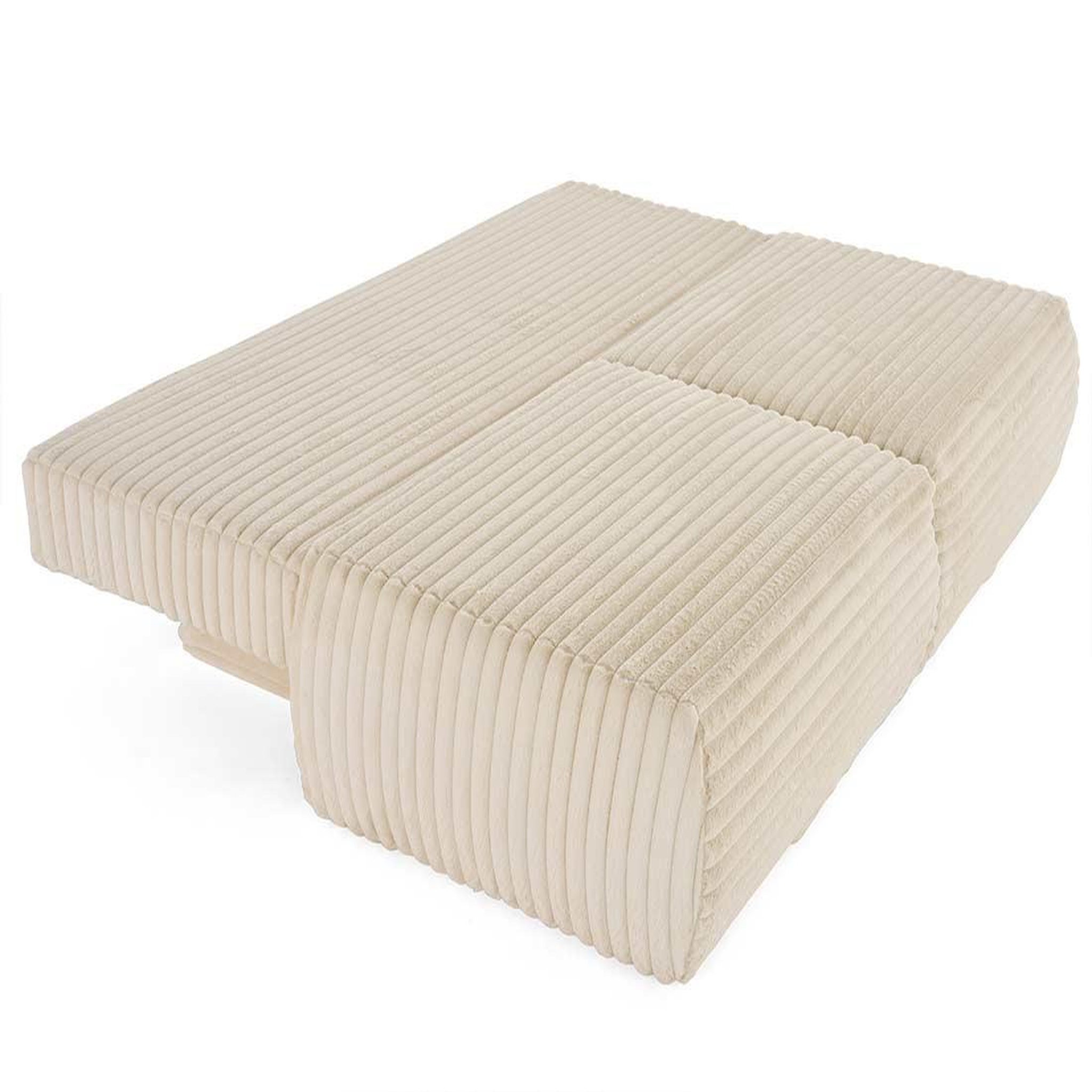 Voir la diapositive 2 : BEST MOBILIER Marvin - canapé 3 places convertible et coffre en fausse fourrure côtelée avec 2 coussins boule inclus