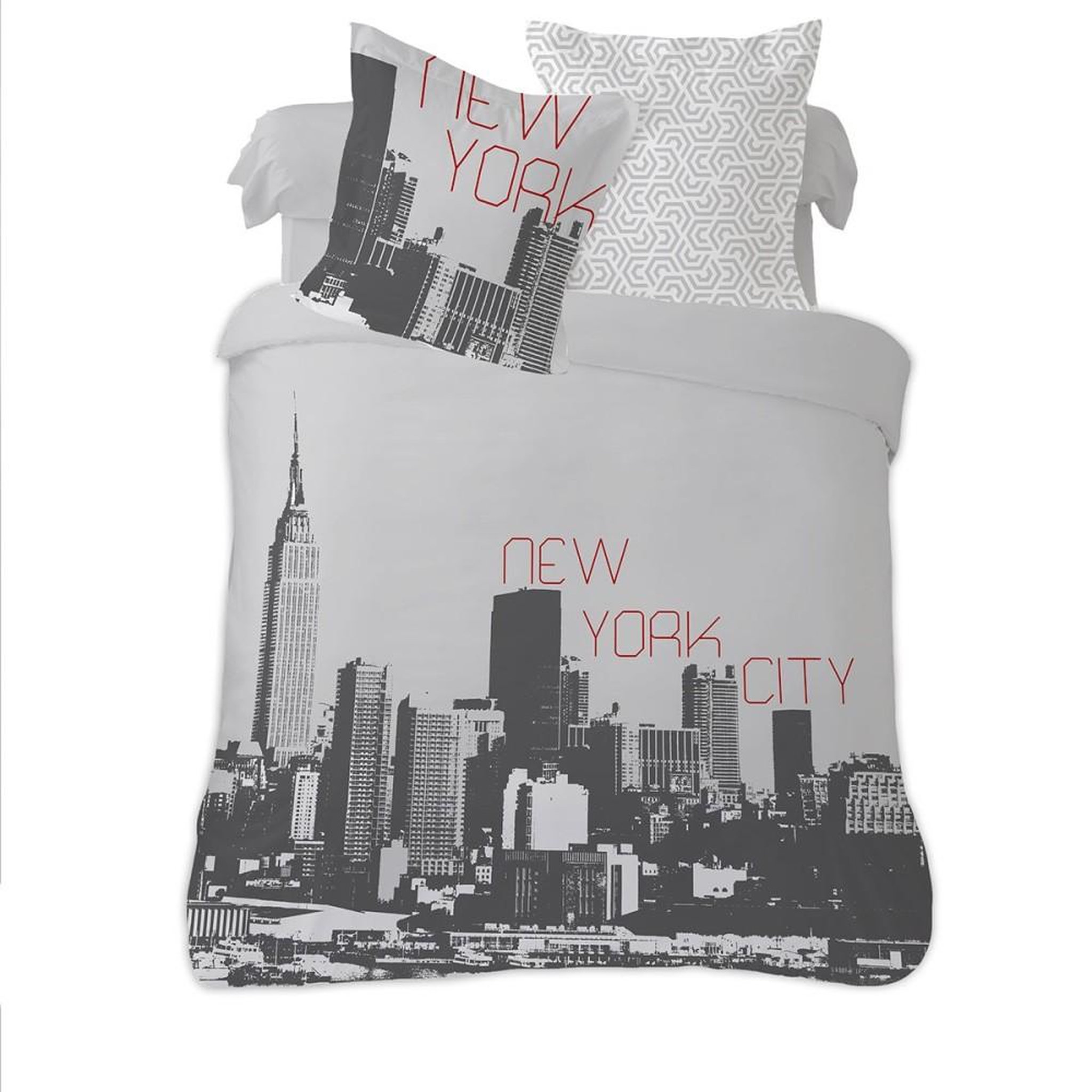 Voir la diapositive 1 : Dourev Housse de couette 240x220 New York + 2 taies coton 52 fils