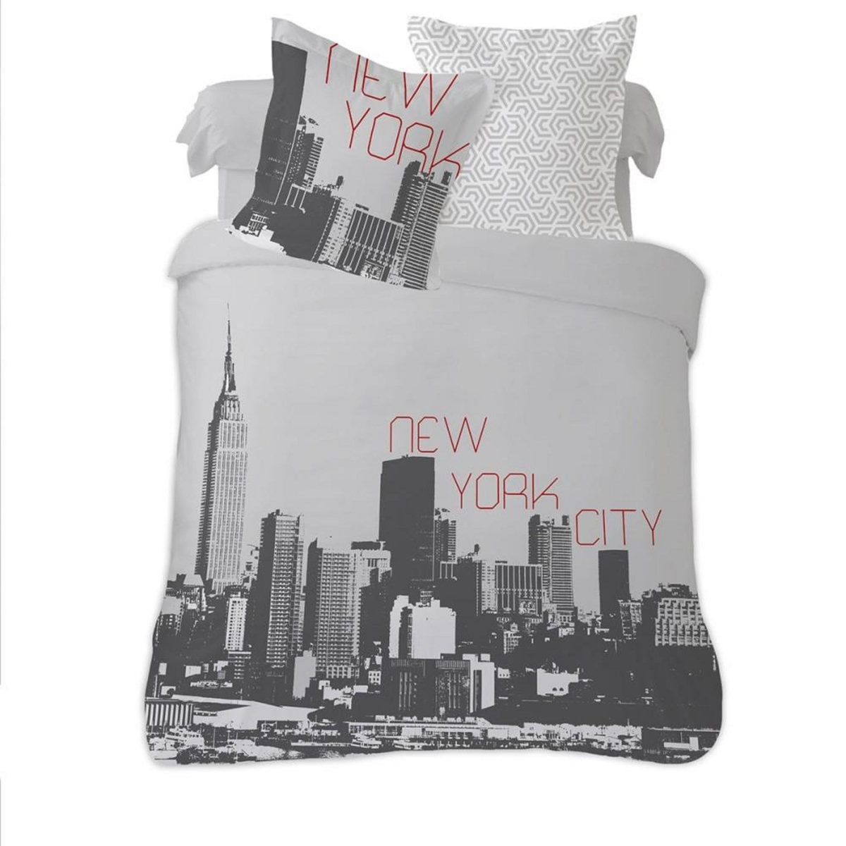 Dourev Housse de couette 240x220 New York + 2 taies coton 52 fils