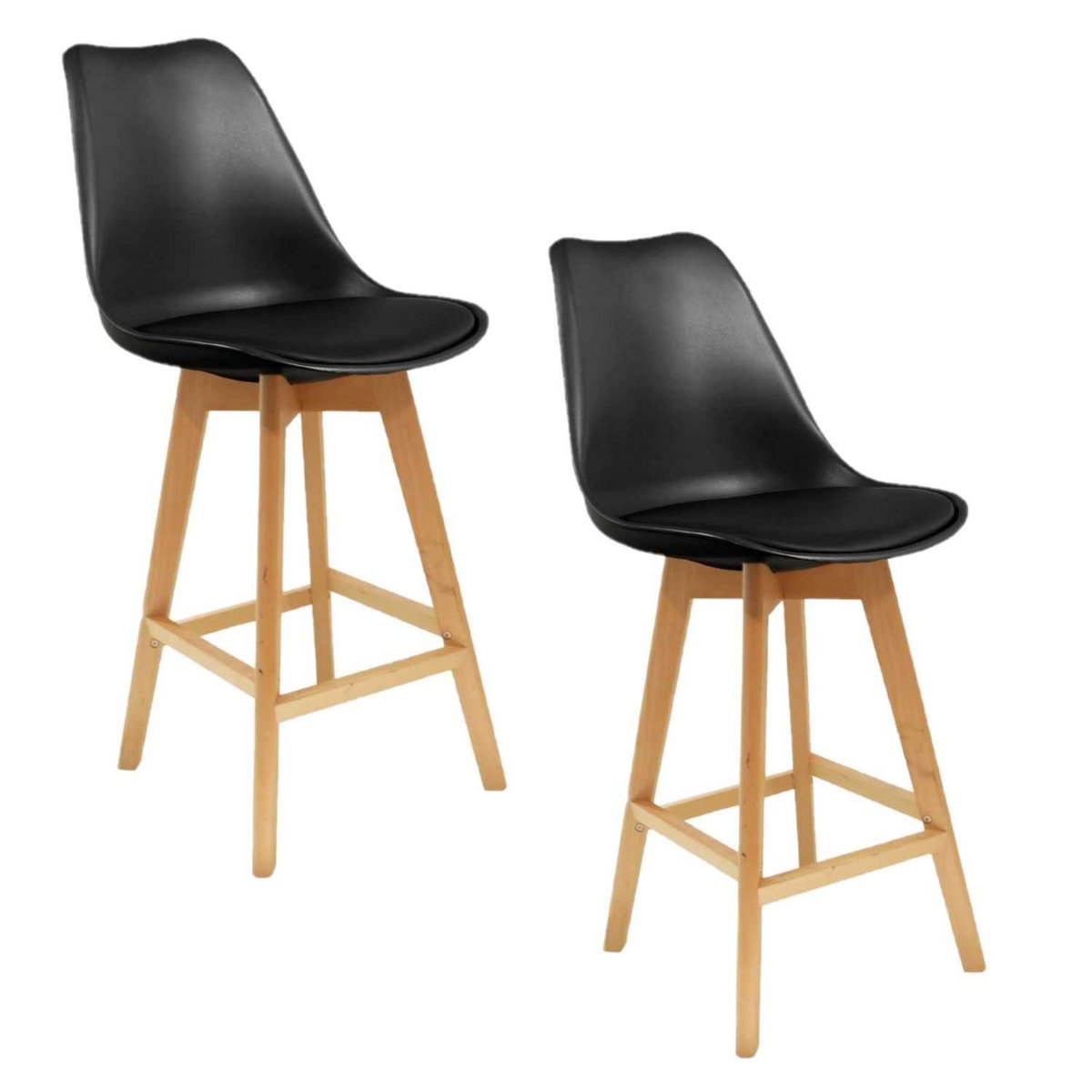 TOILINUX 2 Tabourets de bar en bois scandinaves Home Factory