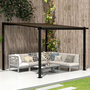 Voir la diapositive 4 : OUTSUNNY Pergola adossée en aluminium 3 x 3 m - goutières - anthracite toit polycarbonate fumé