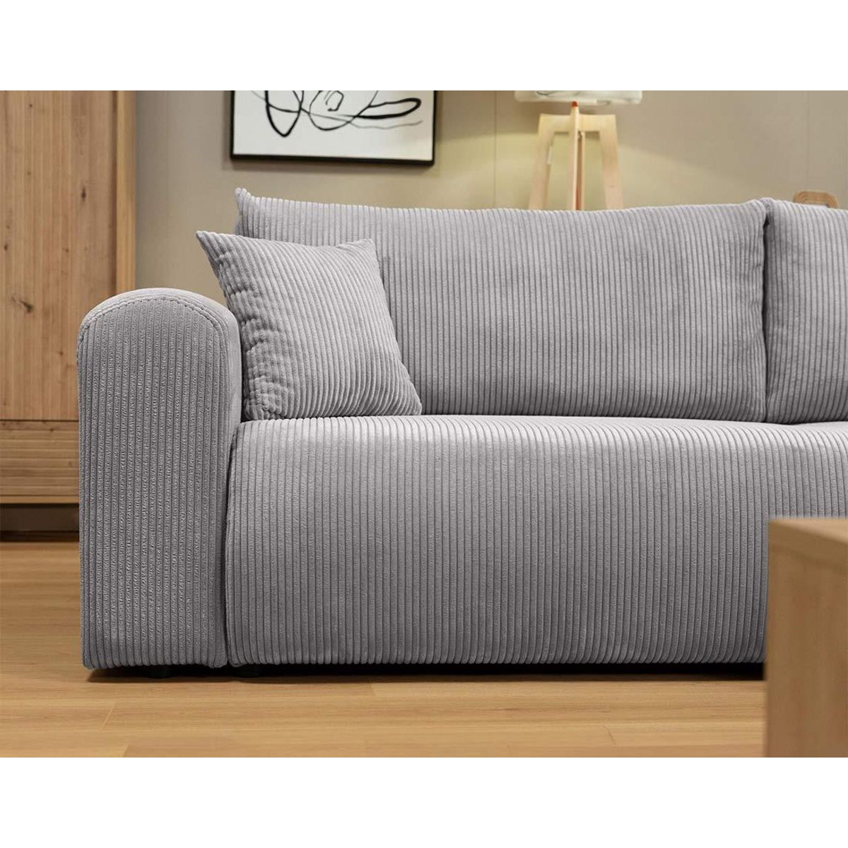 BEST MOBILIER Naomi - canapé d'angle réversible 4 places convertible avec coffre en velours côtelé