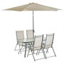 Voir la diapositive 2 : GARDENSTAR Salon de jardin - 4 places avec parasol - Acier - Gris