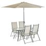 Voir la diapositive 2 : GARDENSTAR Salon de jardin - 4 places avec parasol - Acier - Gris