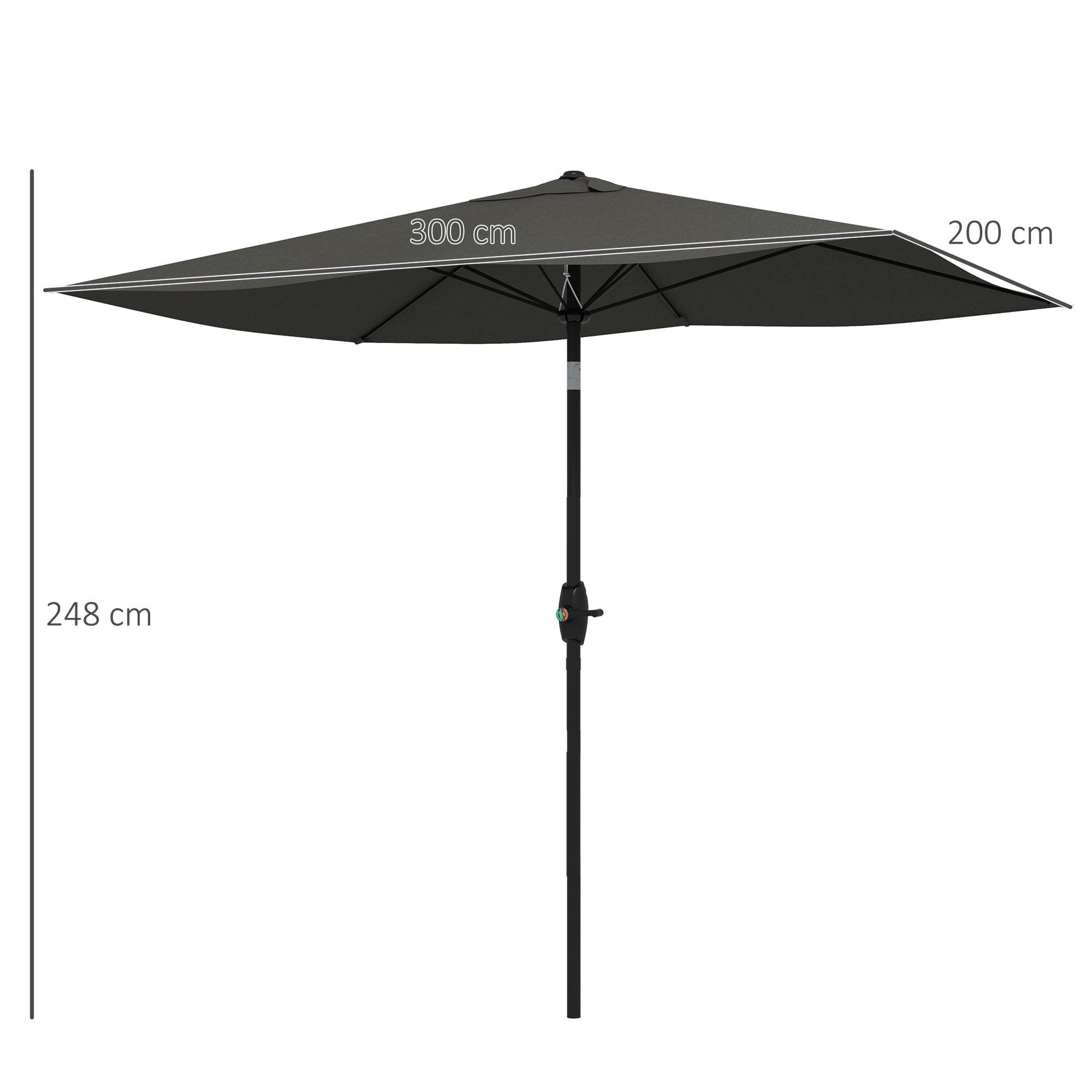 Voir la diapositive 3 : OUTSUNNY Parasol rectangulaire inclinable de jardin avec manivelle métal polyester haute densité anti UV 50+ gris