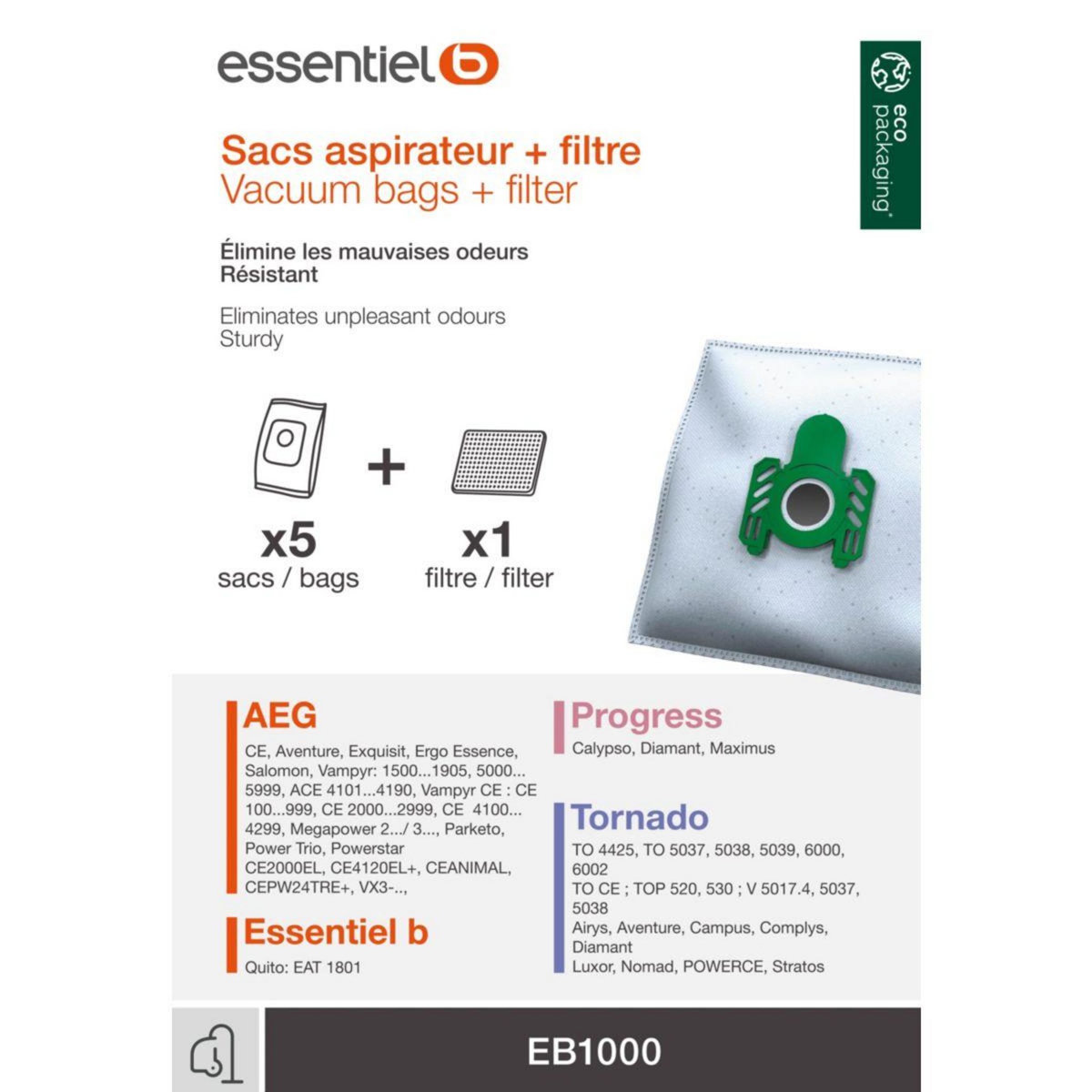 ESSENTIEL B Sac aspirateur EB1000