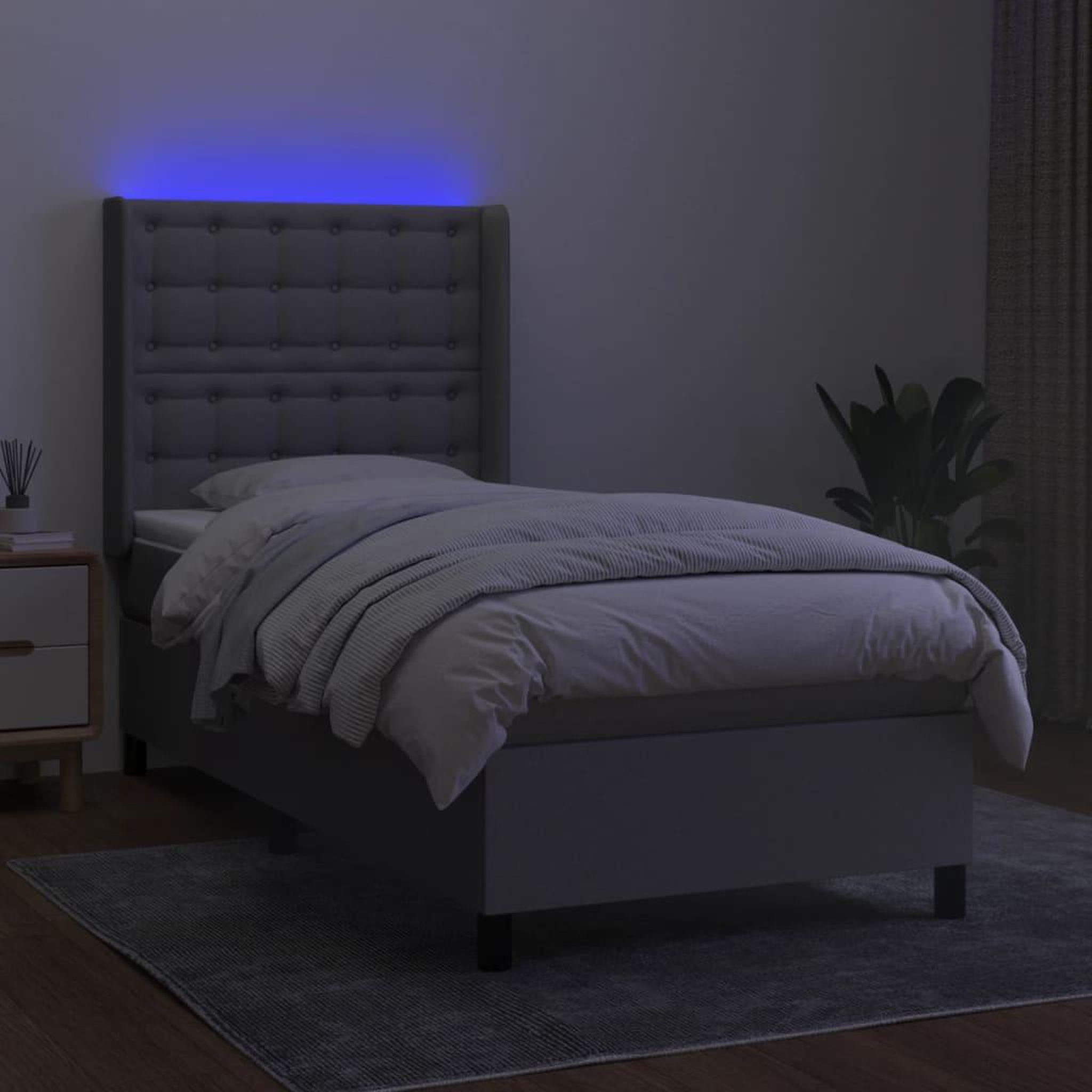 Voir la diapositive 3 : VIDAXL Sommier a lattes de lit matelas LED Gris clair 80x200cm Tissu