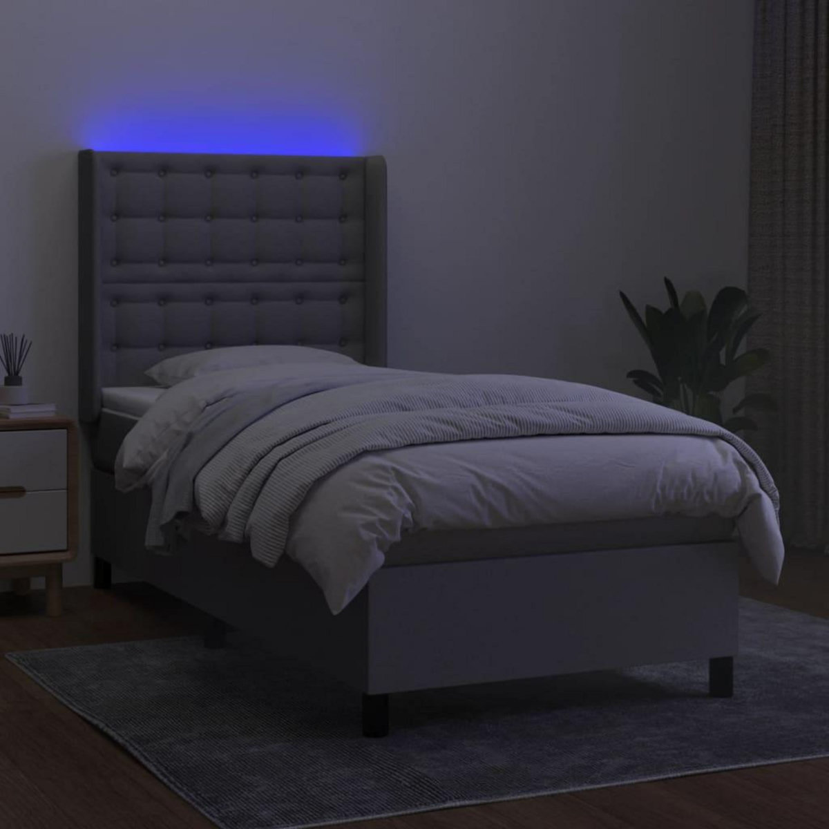 VIDAXL Sommier a lattes de lit matelas LED Gris clair 80x200cm Tissu