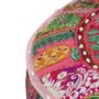 VIDAXL Pouf rond en coton en patchwork fait a la main 40 x 20 cm Rose