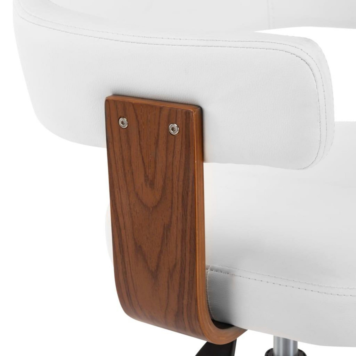 VIDAXL Chaise pivotante de bureau Blanc Bois courbe et similicuir