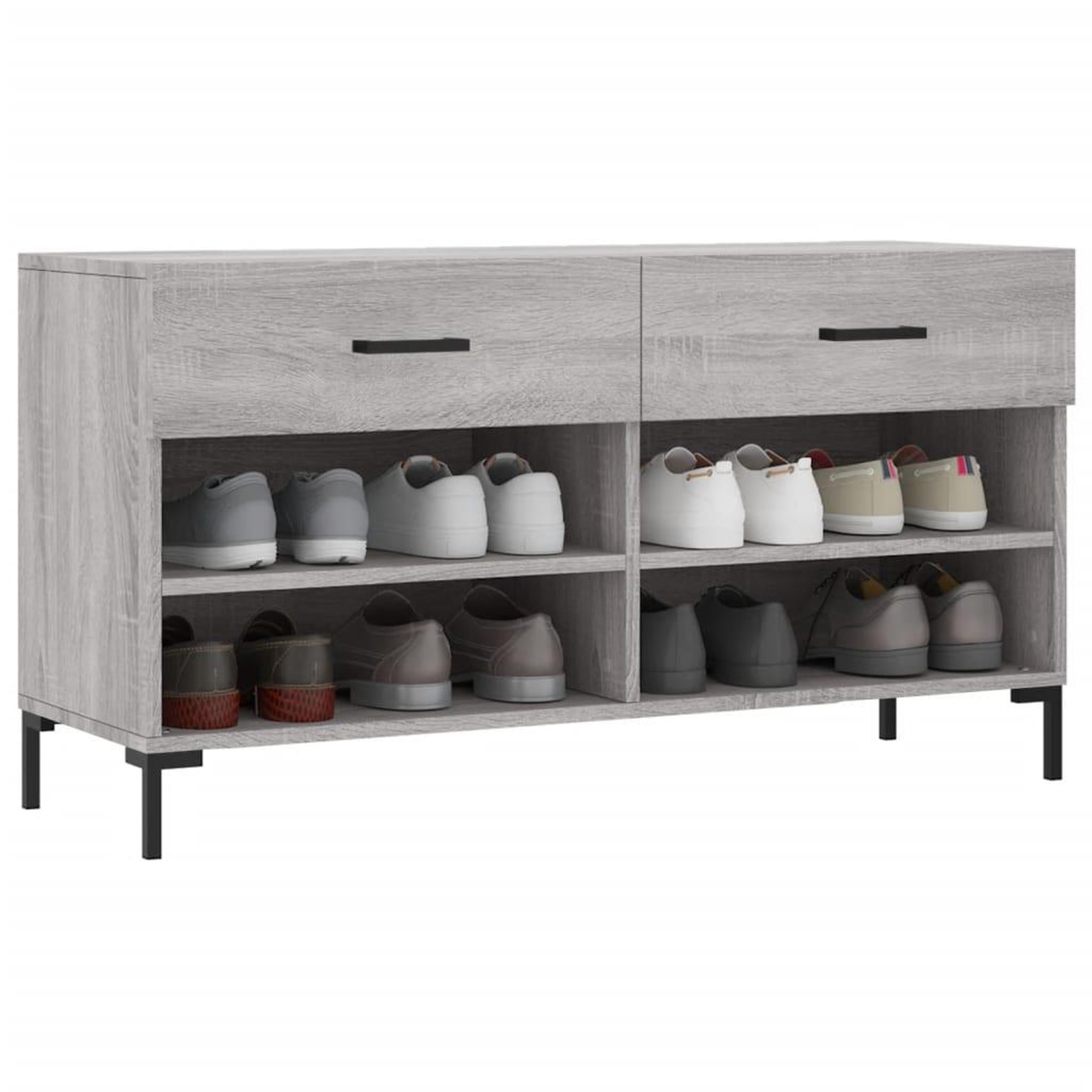 Voir la diapositive 3 : VIDAXL Banc a chaussures sonoma gris 102x35x55 cm bois d'ingenierie