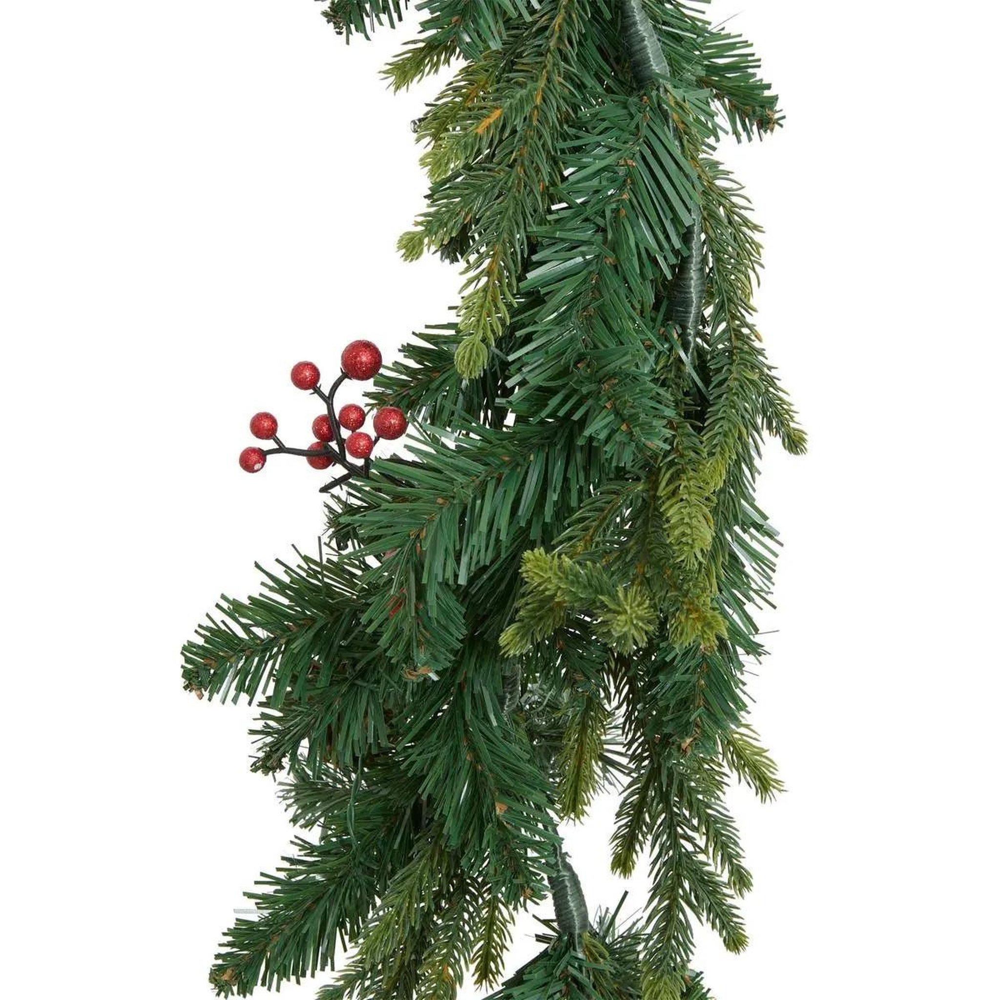 Voir la diapositive 3 : ATMOSPHERA Guirlande de noël à led  baies & pommes de pin  180cm vert