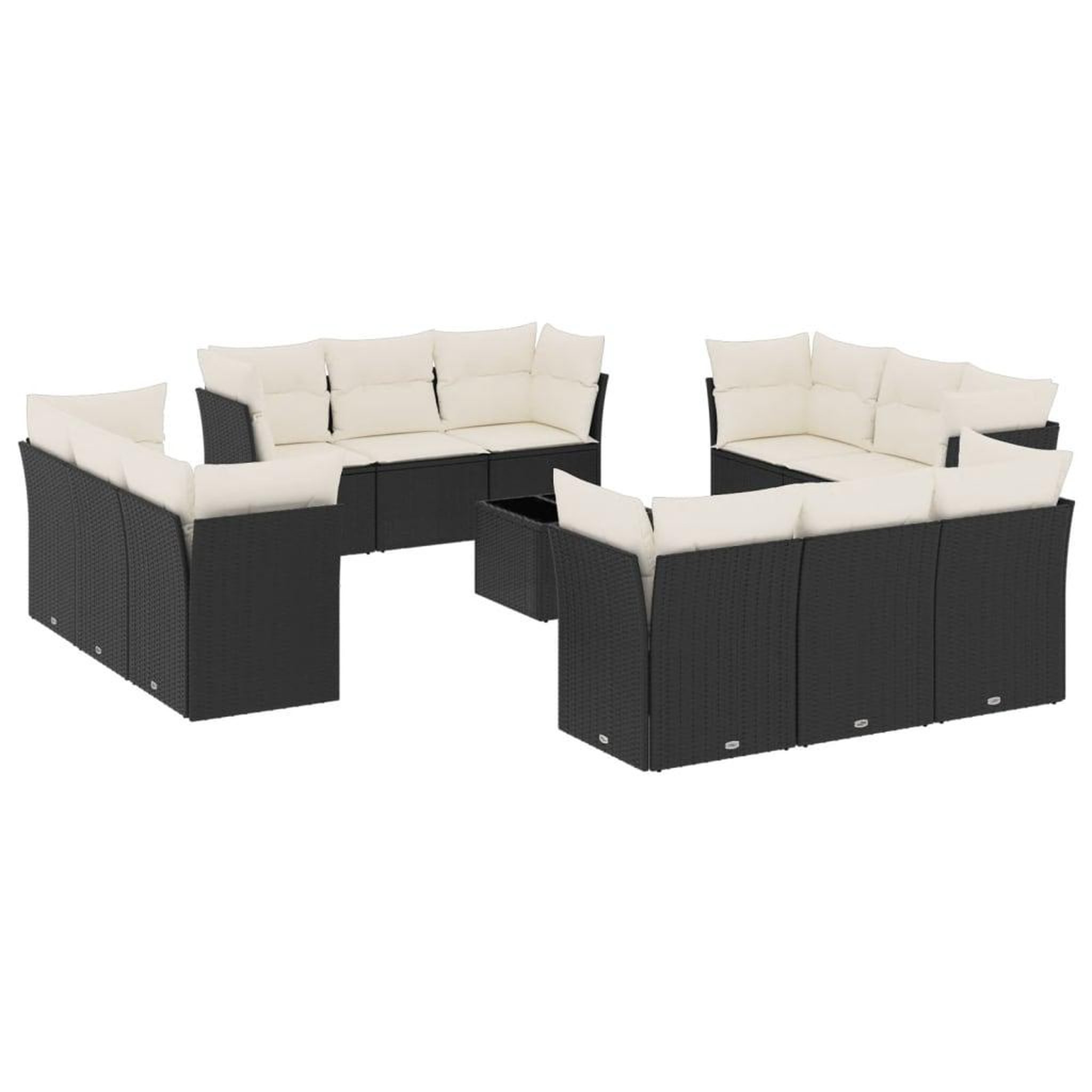 Voir la diapositive 2 : VIDAXL Salon de jardin avec coussins 13 pcs noir resine tressee