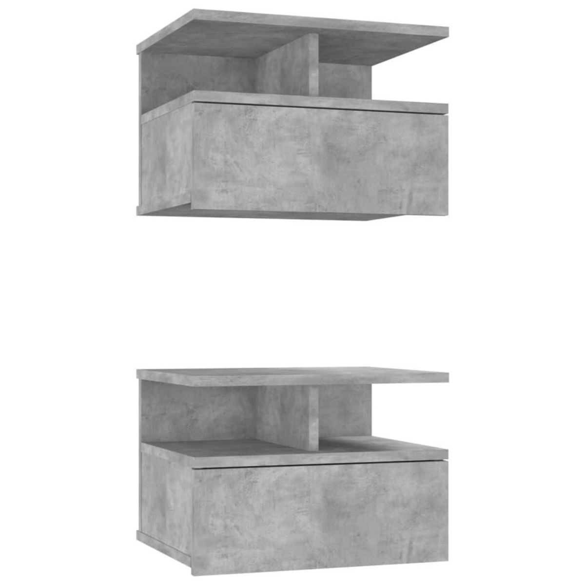VIDAXL Tables de chevet flottantes 2 pcs Gris beton Bois d'ingenierie