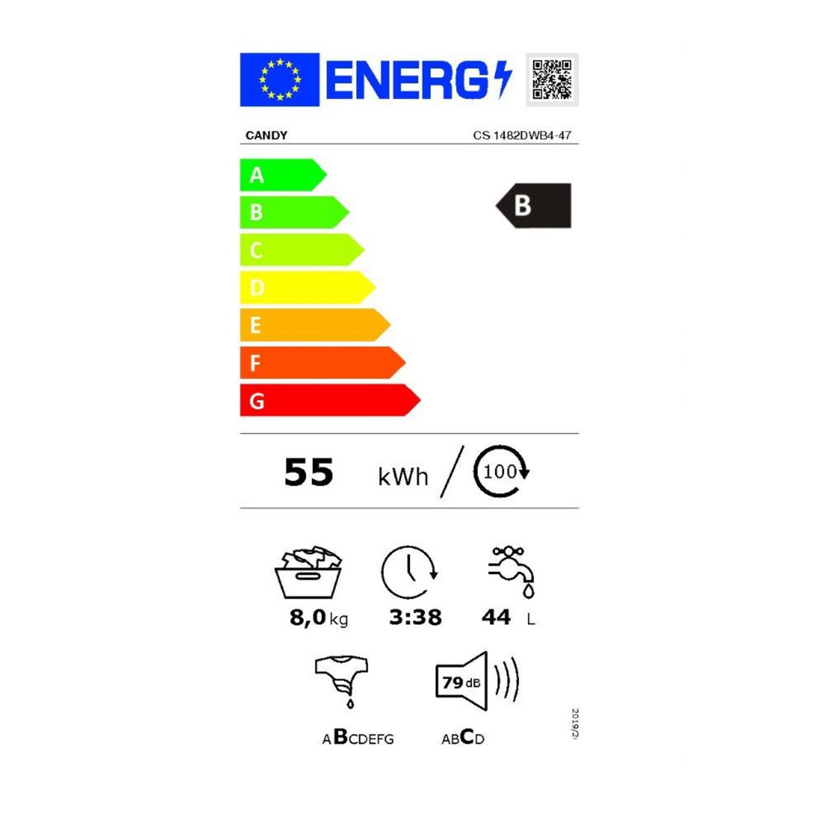Candy Lave-linge frontal 8kg 1400 tours/min - CS1482DWB447