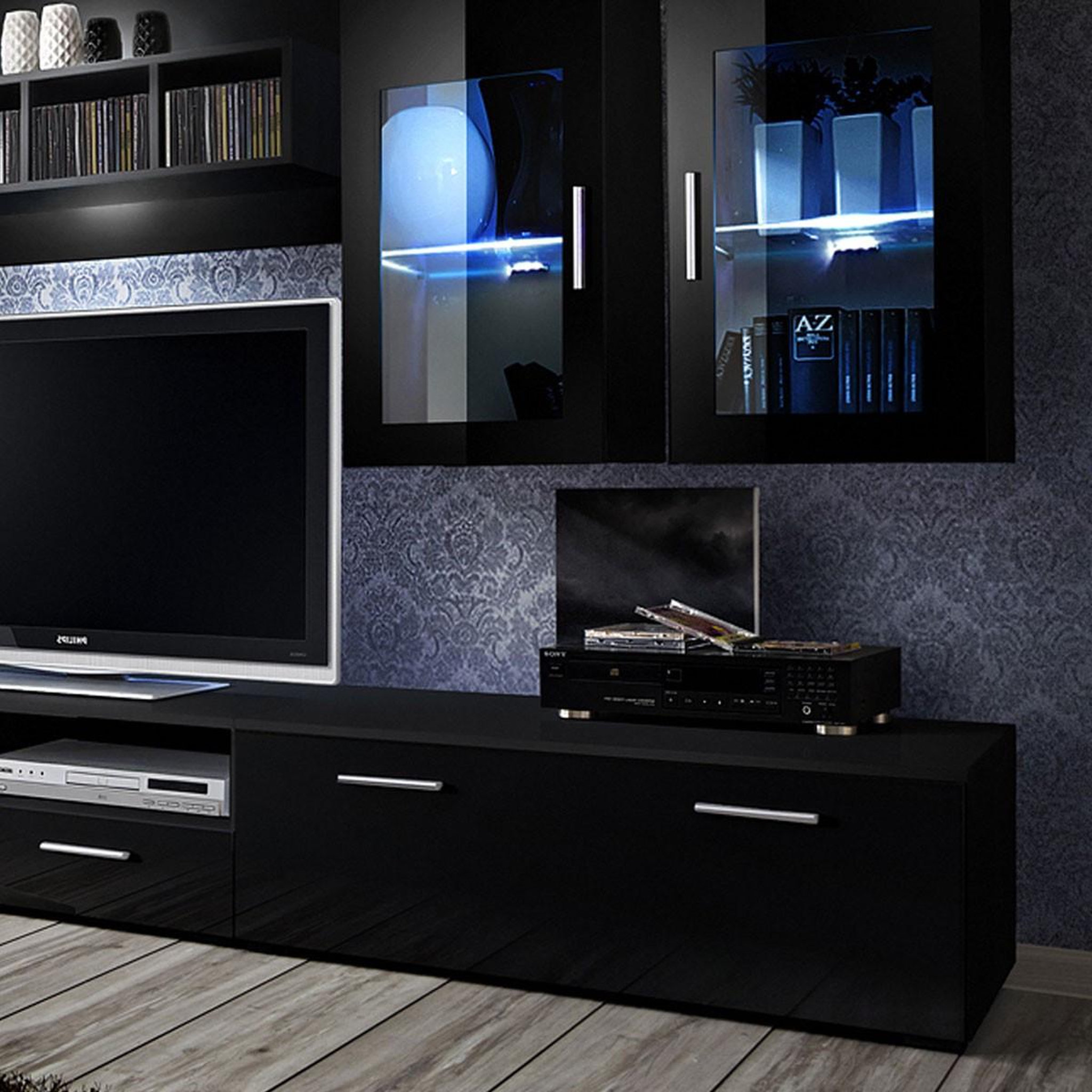 Voir la diapositive 3 : Paris Prix Meuble tv mural design  lyra  300cm noir