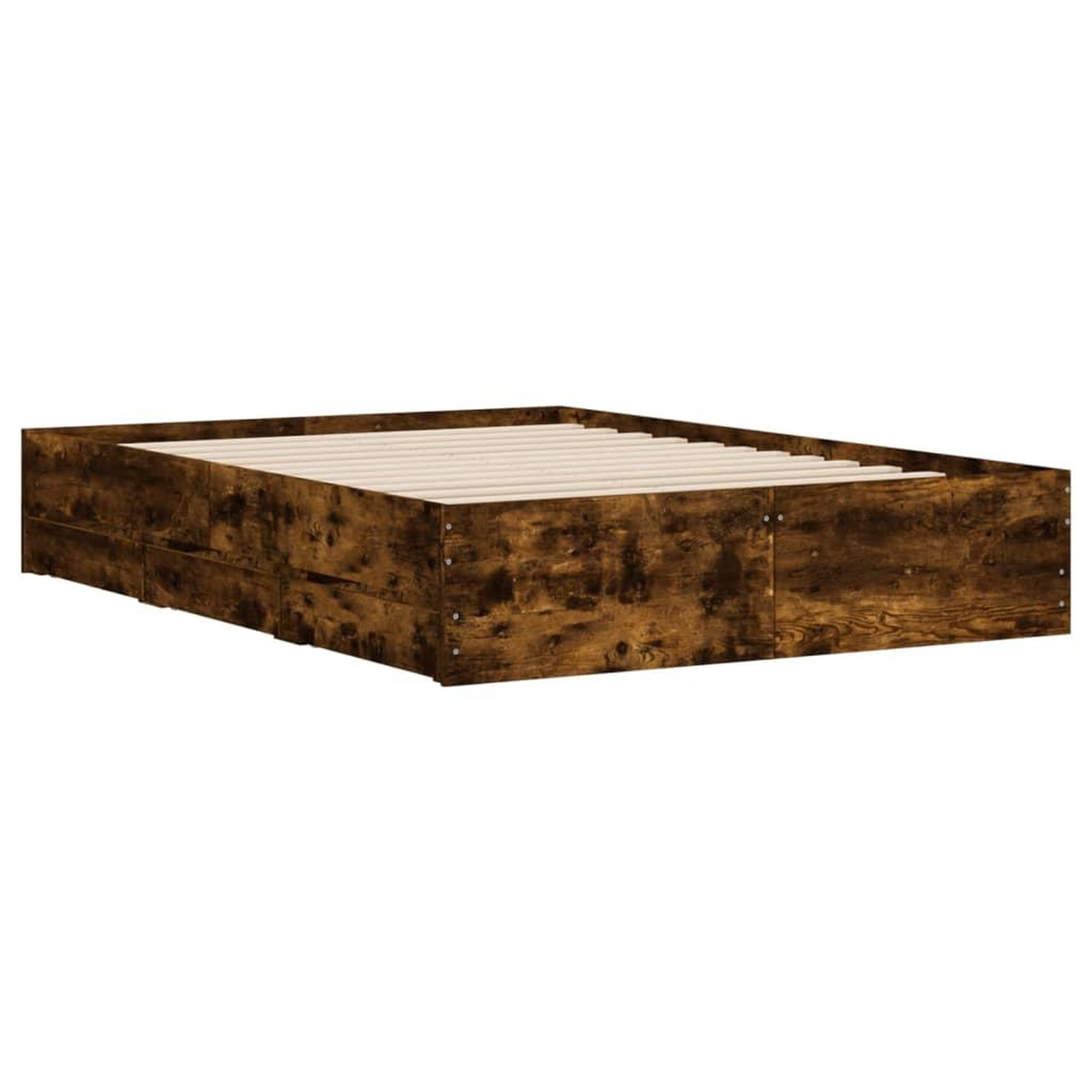 Voir la diapositive 4 : VIDAXL Cadre de lit avec tiroirs sans matelas chene fume 120x190 cm