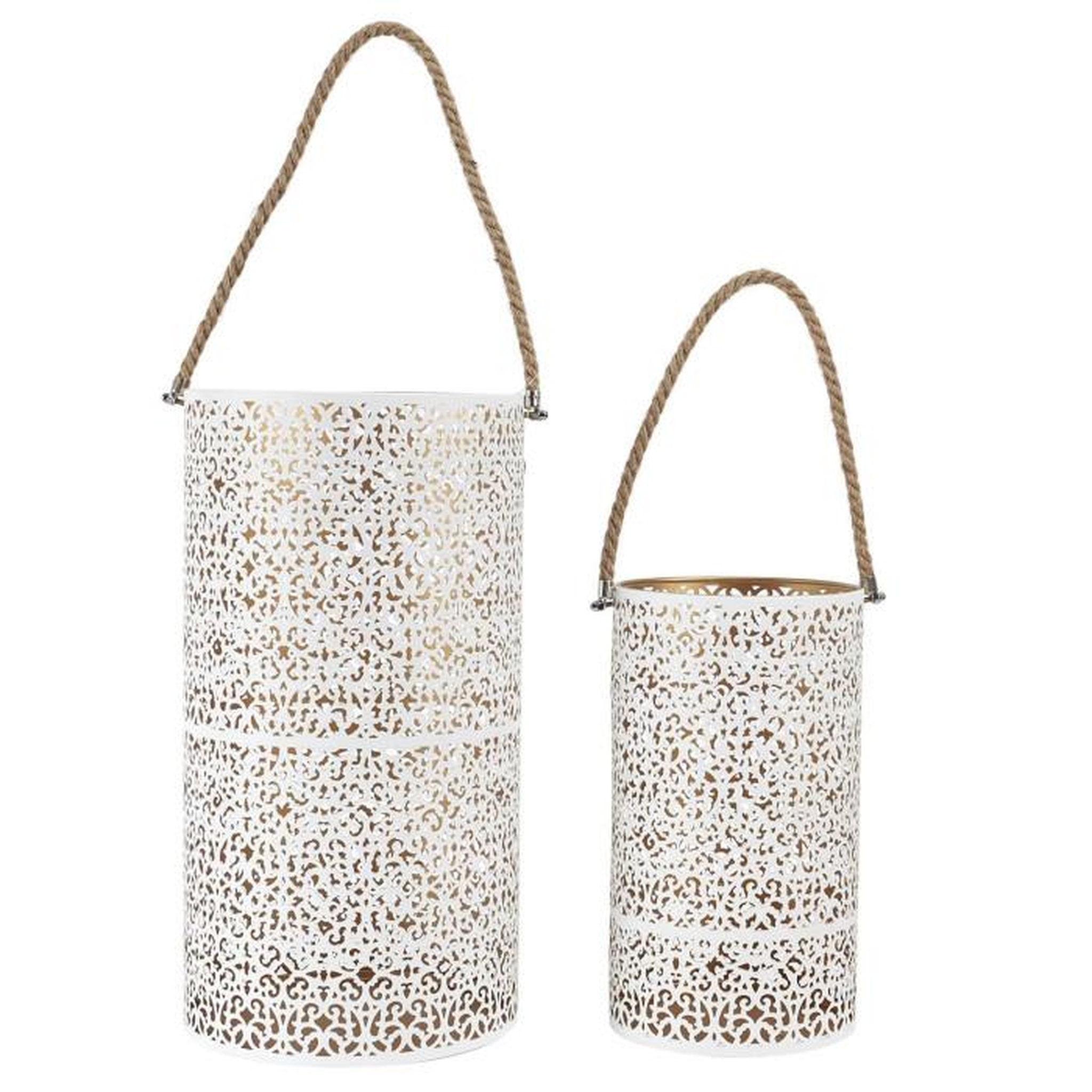 Paris Prix Lot de 2 Lanternes Déco  Ajouré  39cm Blanc