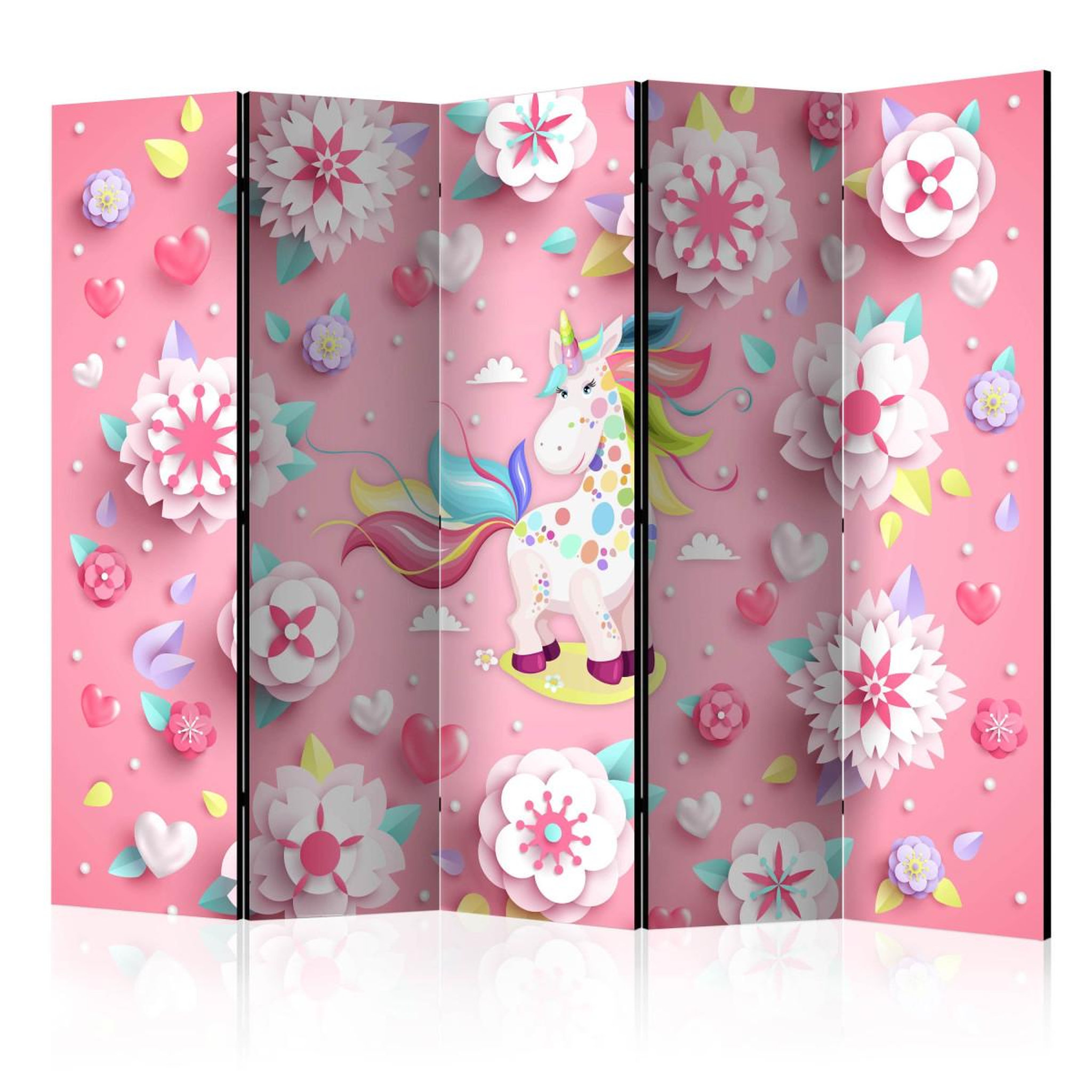 Paris Prix Paravent 5 volets  unicorn on flowerbed  172x225cm