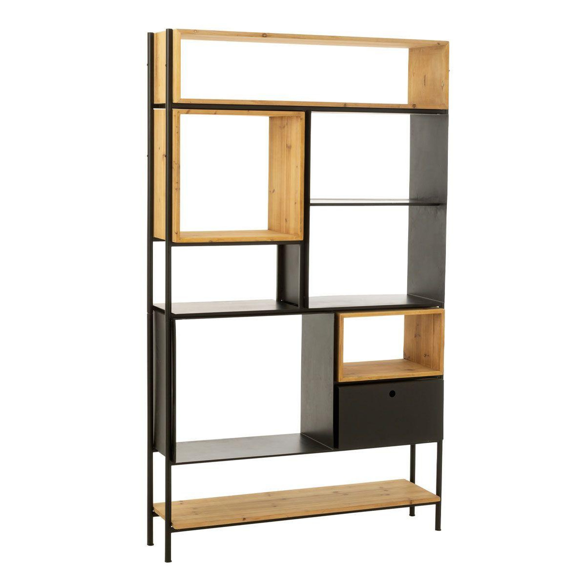 Voir la diapositive 1 : J-LINE Étagère en Bois  Tina  110cm Noir & Naturel