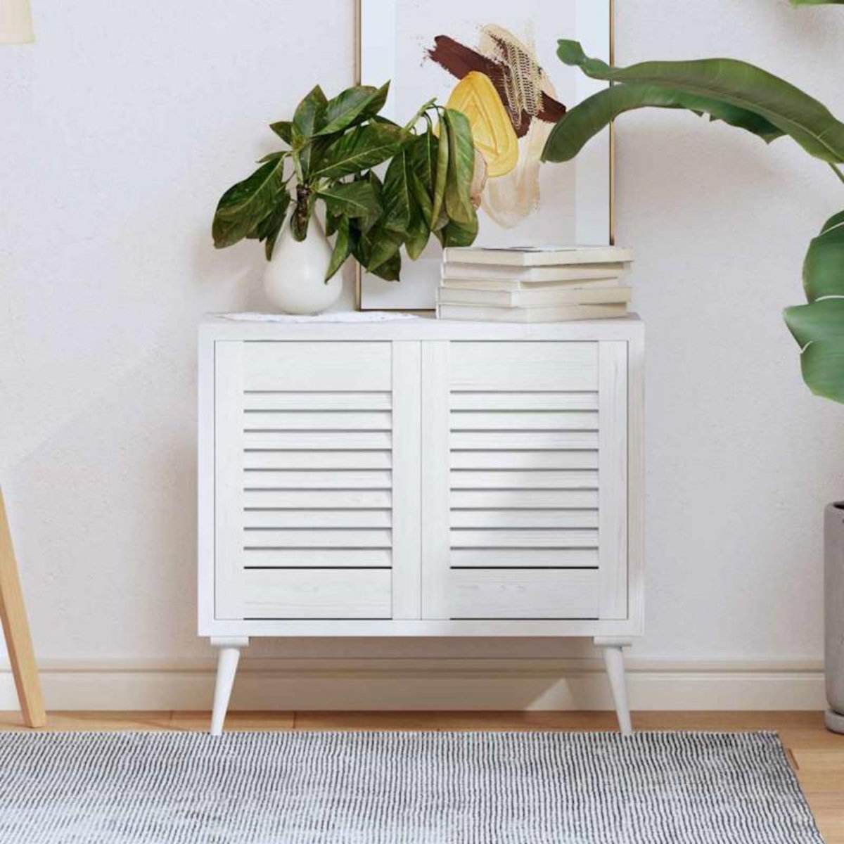 VIDAXL Portes d armoire à persiennes 2 pcs blanc 39,5x29,5 cm