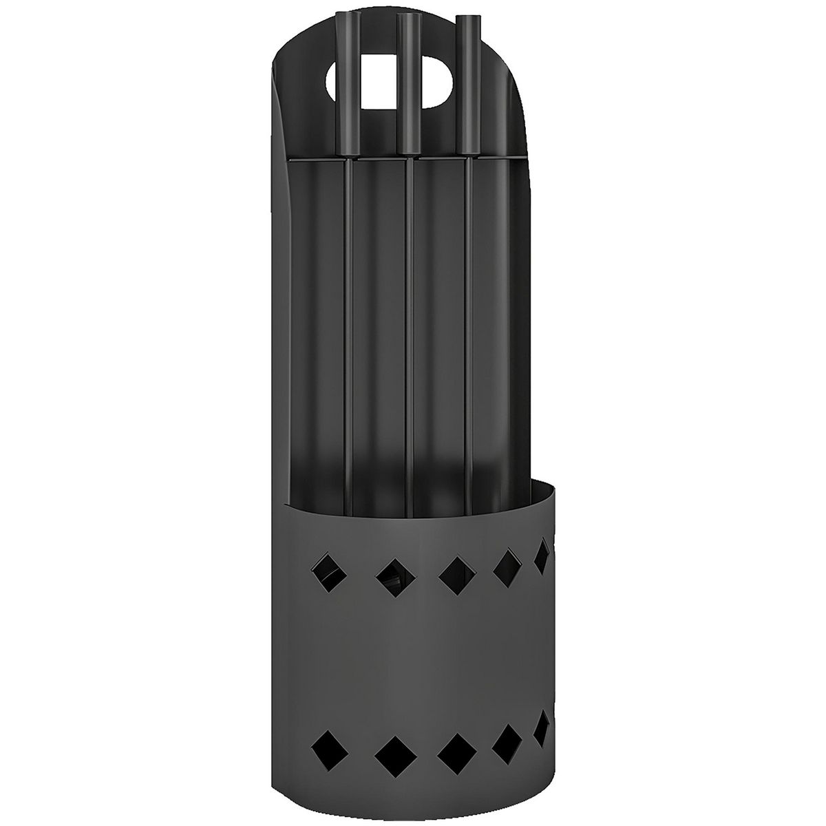 OUTSUNNY Ensemble serviteur de cheminée 4 pièces en métal - brosse, pelle, tisonnier - panier avec poignée inclus noir