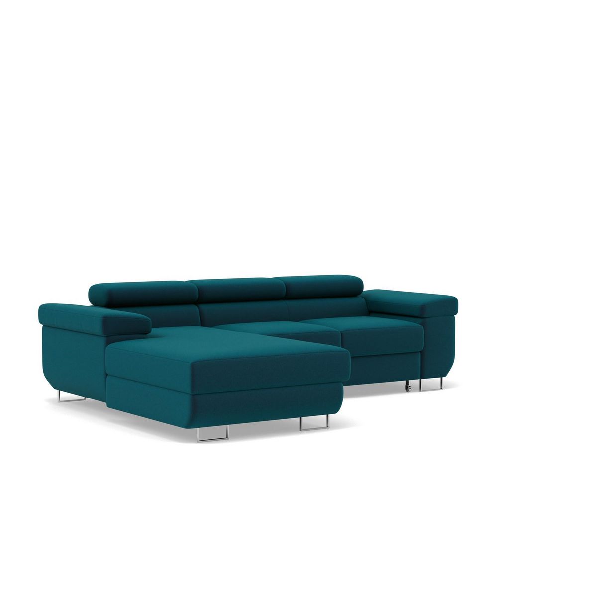 BEST MOBILIER Pablo - canapé d'angle gauche - 6 places - convertible avec coffre et têtières réglables - en velours