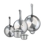 ELO Ensemble de 3 Poêles de cuisson 24, 28 et 32 cm et 2 faitouts 12 et 16 cm Elo Profi Citrin