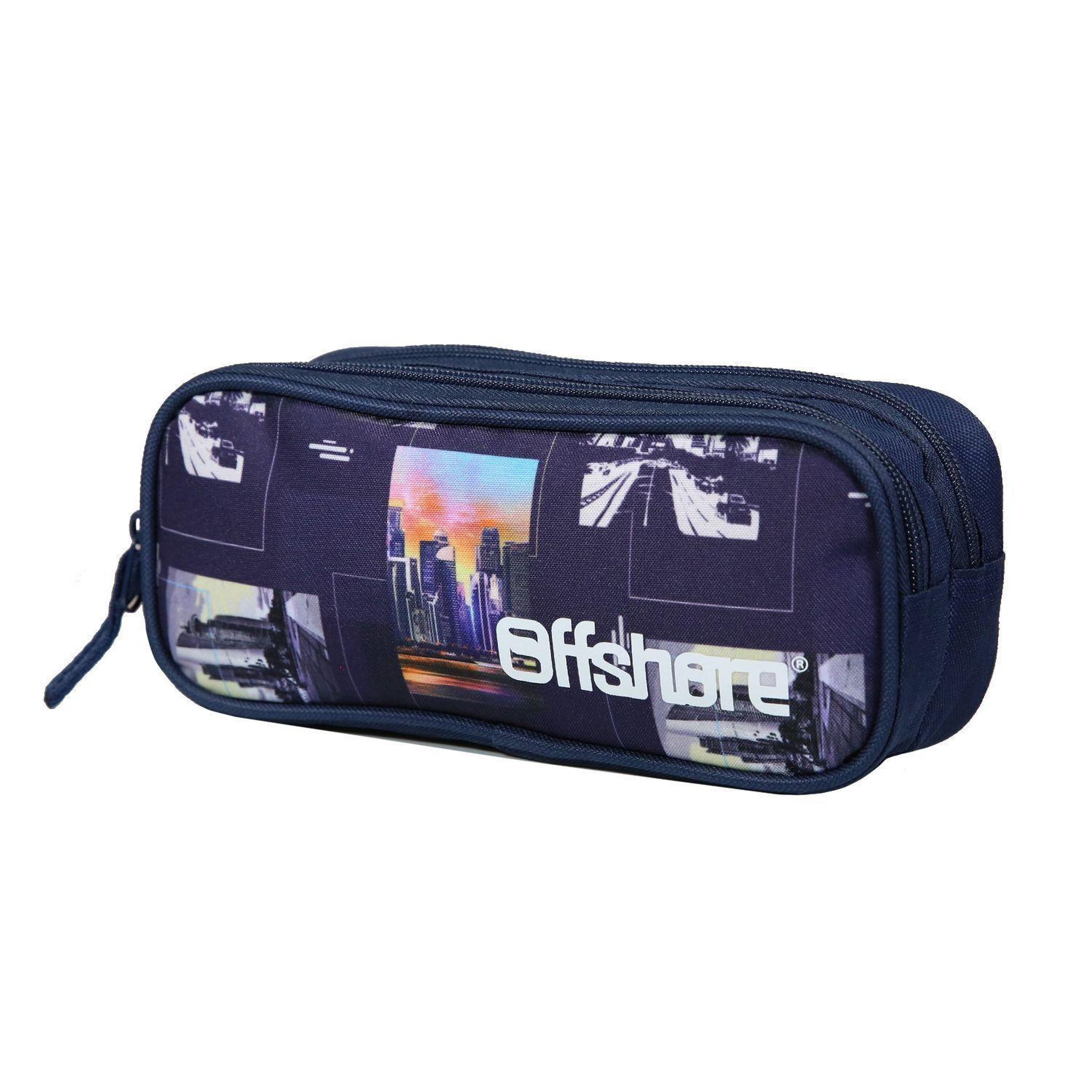 Voir la diapositive 2 : Bagtrotter BAGTROTTER Trousse scolaire 2 compartiments Offshore City Ville Bleue