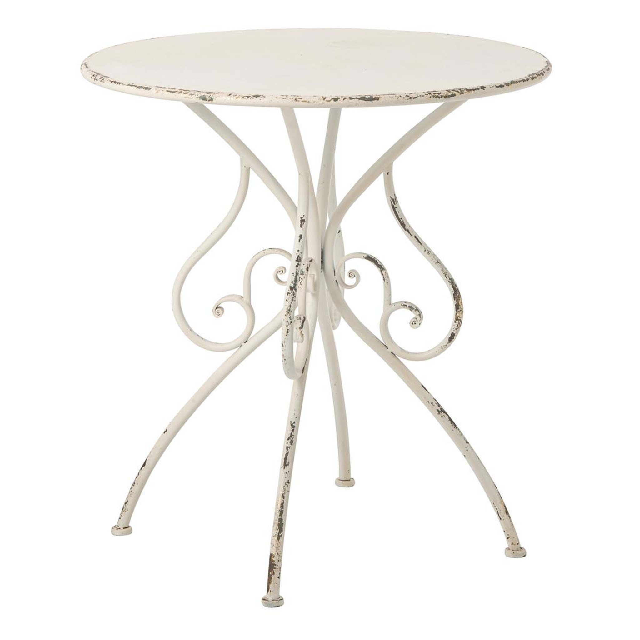 J-LINE Table de Jardin en Métal  Fabien  76cm Blanc Cassé