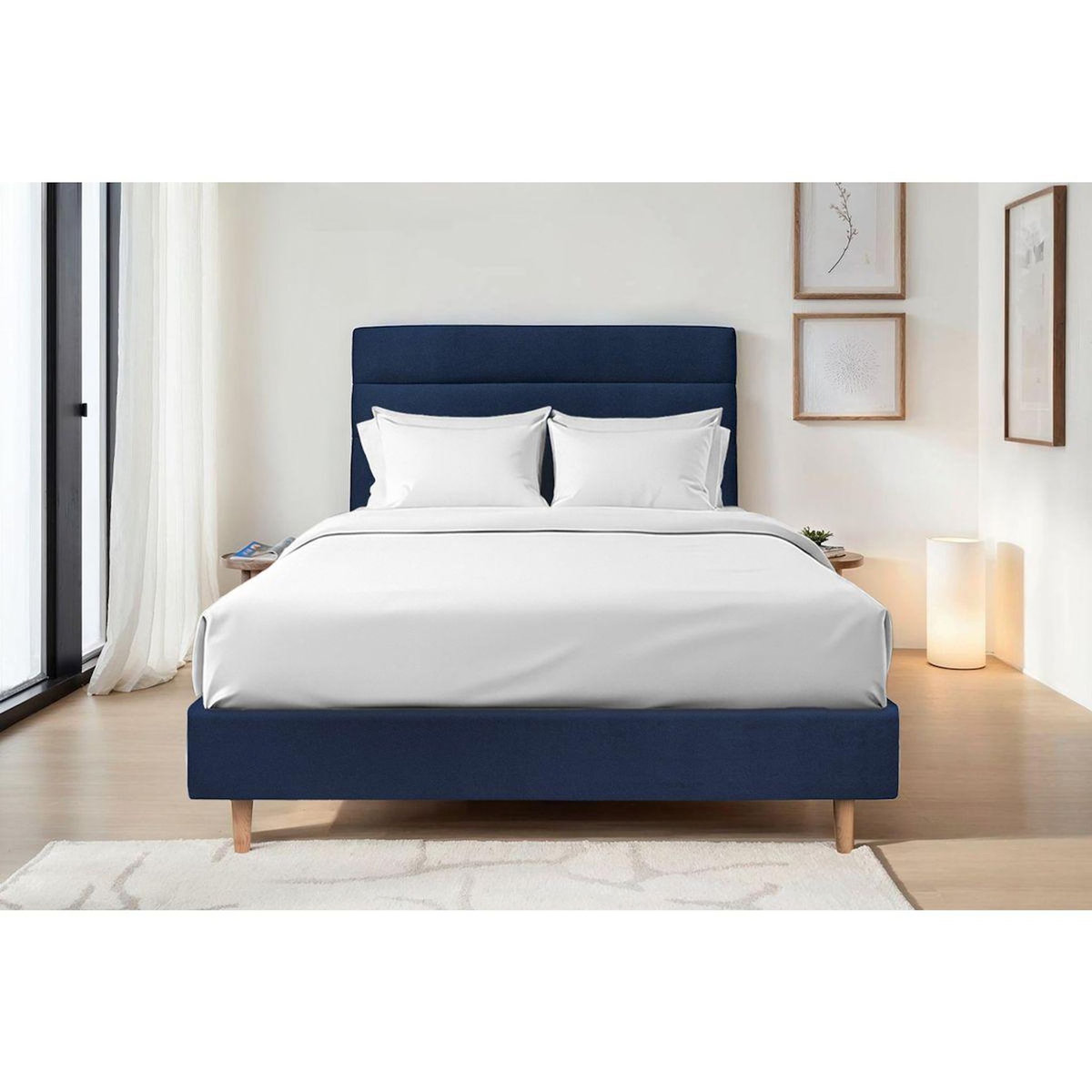 Sommeil de Plomb Tete de lit Lignes Velours  - Ep 10 cm rembourré