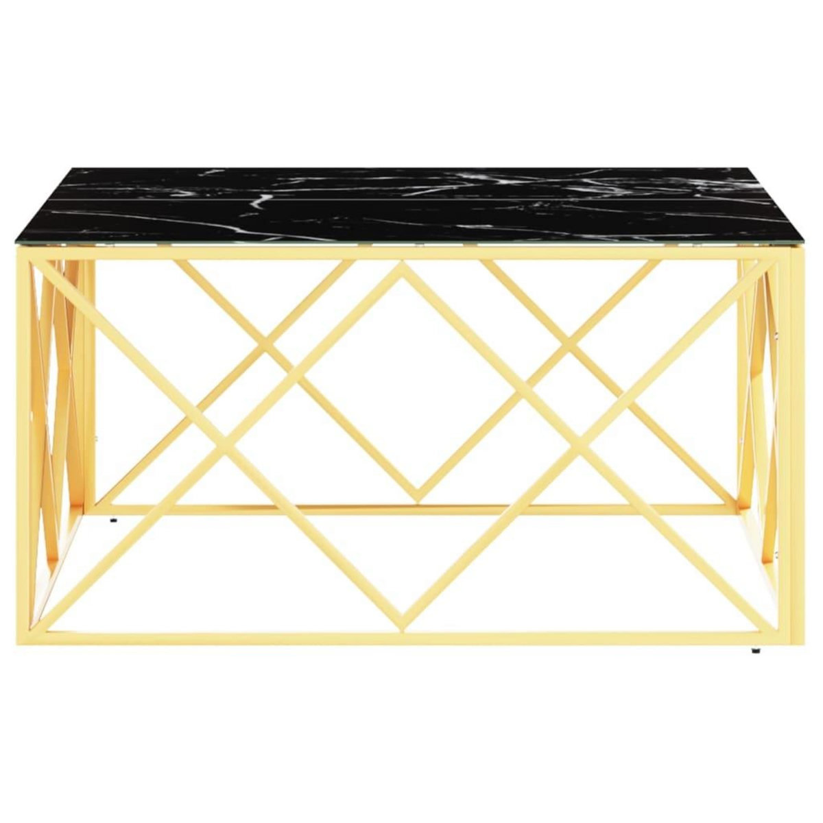 VIDAXL Table basse dore 80x80x40 cm acier inoxydable et verre