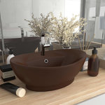VIDAXL Lavabo ovale a trop-plein Marron fonce mat 58,5x39 cm Ceramique