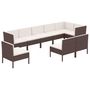 Voir la diapositive 2 : VIDAXL Salon de jardin 9 pcs avec coussins resine tressee marron