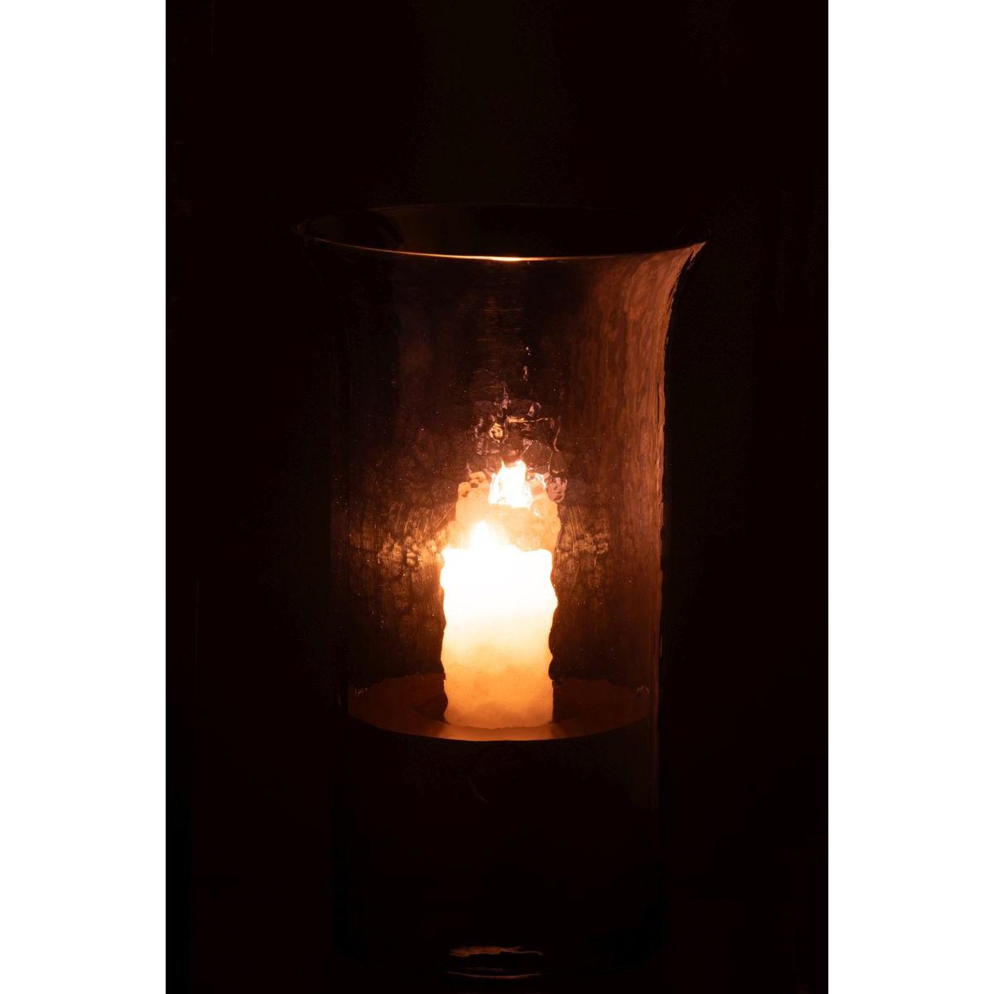 Voir la diapositive 3 : J-LINE Photophore étroit en verre  tarifa  34cm bleu