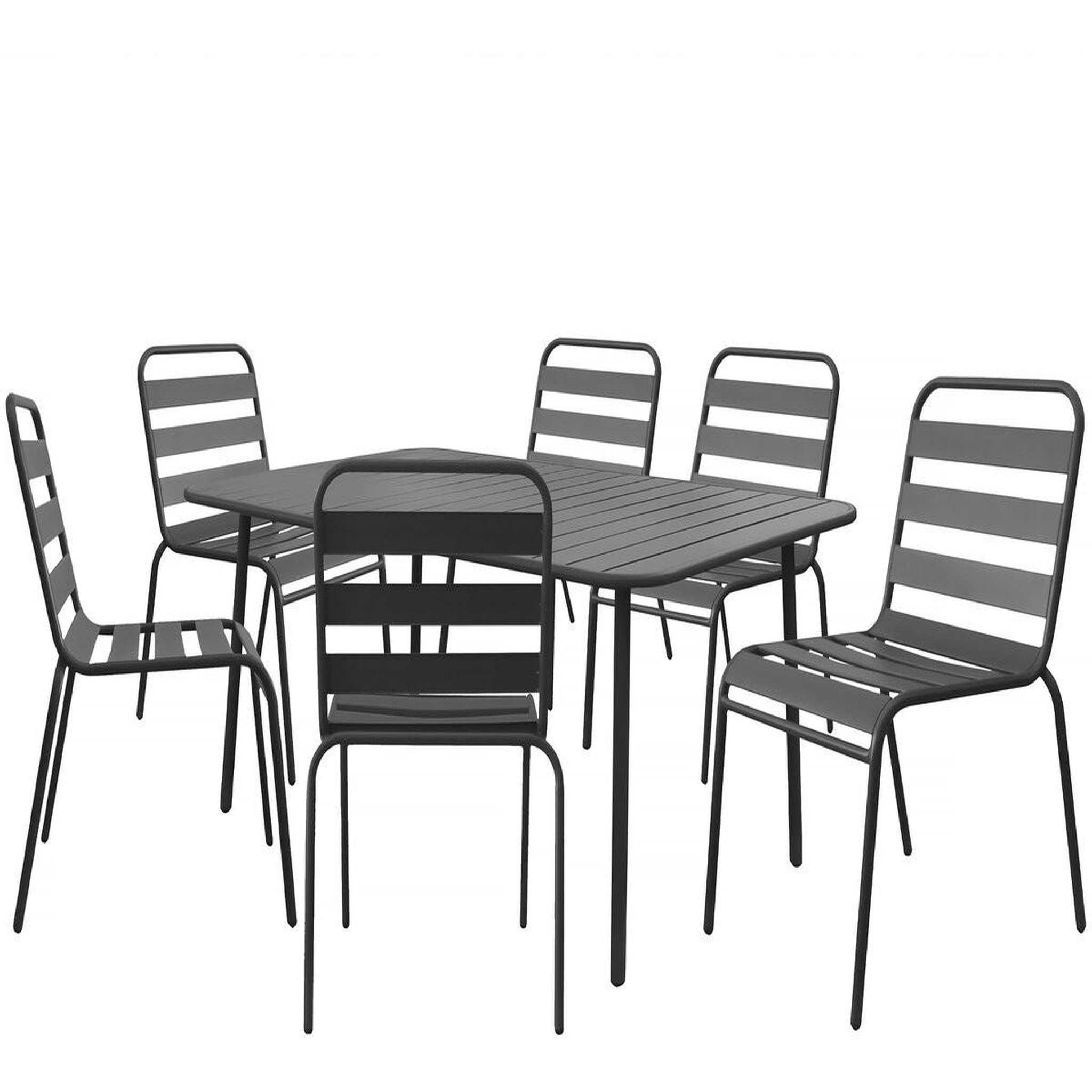 Habitat et Jardin Table et chaises de jardin en métal  bilbao  - 6 places - gris