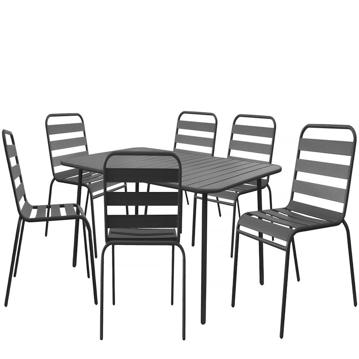Habitat et Jardin Table et chaises de jardin en métal  Bilbao  - 6 places - Gris