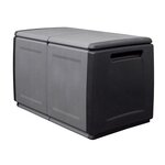 INTEC Coffre de rangement 230L Coffre de Jardin Gris/Noir 96 x 53 x H57cm Poignées de transport polypropylène INTEC