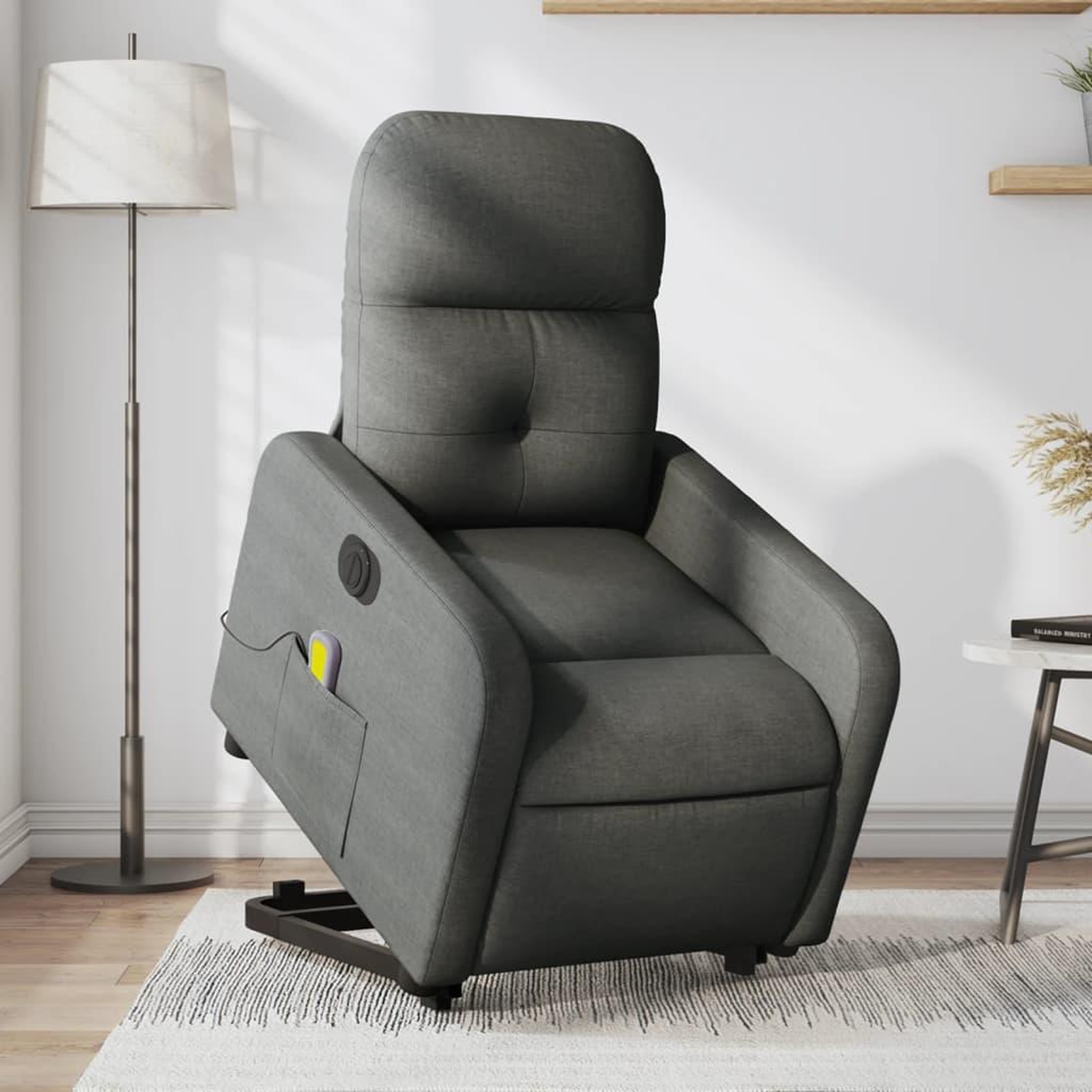 VIDAXL Fauteuil inclinable de massage electrique Gris fonce Tissu