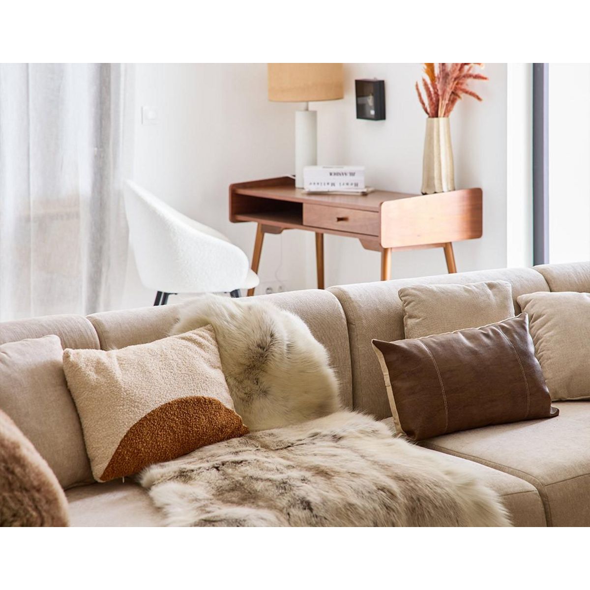 LISA DESIGN Ikare - canapé modulable panoramique - 7 places - en tissu