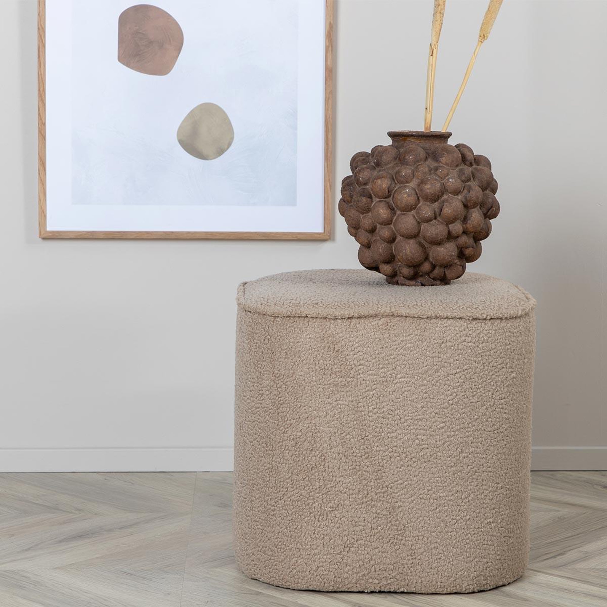 Voir la diapositive 4 : Paris Prix Pouf tissu bouclette  piff  44cm beige
