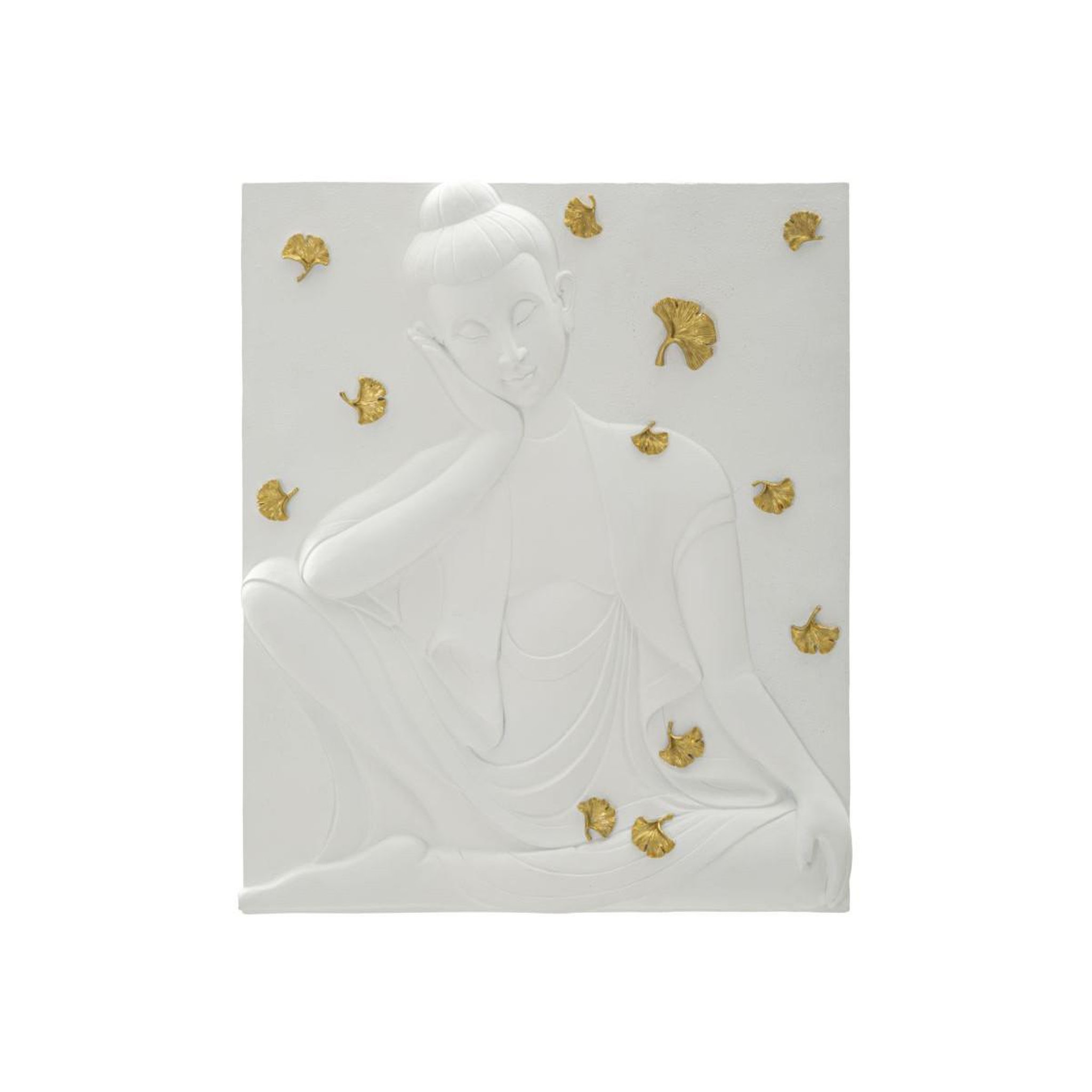 Paris Prix Décoration murale en résine  bouddha  55cm blanc & or