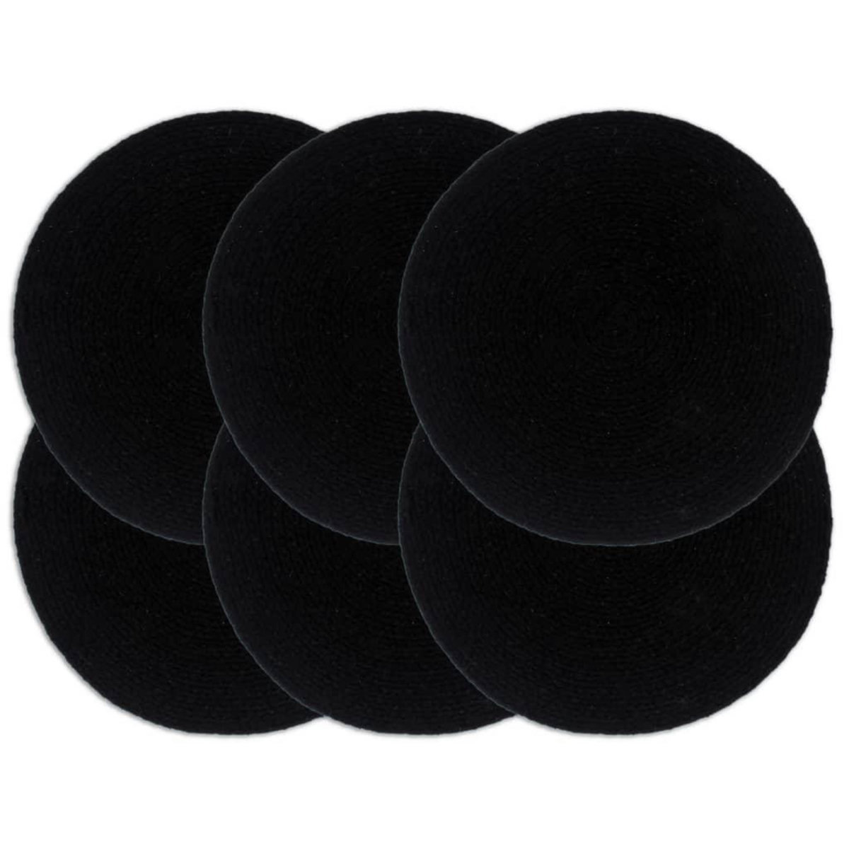 VIDAXL Napperons 6 pcs Noir Plain 38 cm Rond Coton