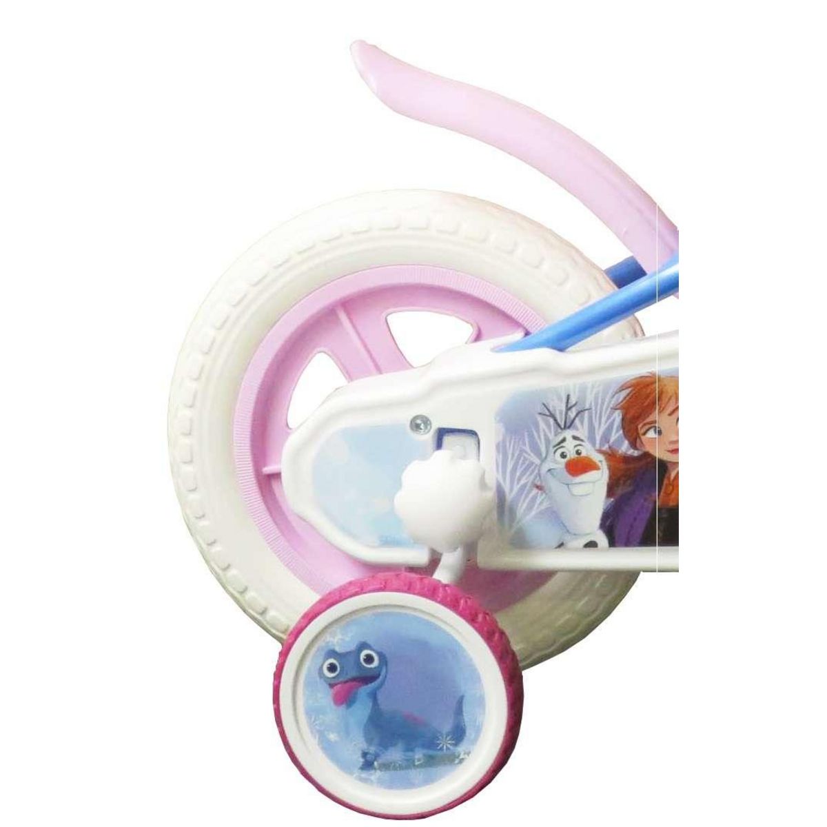 Disney La Reine des Neiges Vélo enfant - Modèle 10''Reine des neiges pour enfant de 75/90 cm avec stabilisateurs - Panier avant - Porte poupée - 1 frein