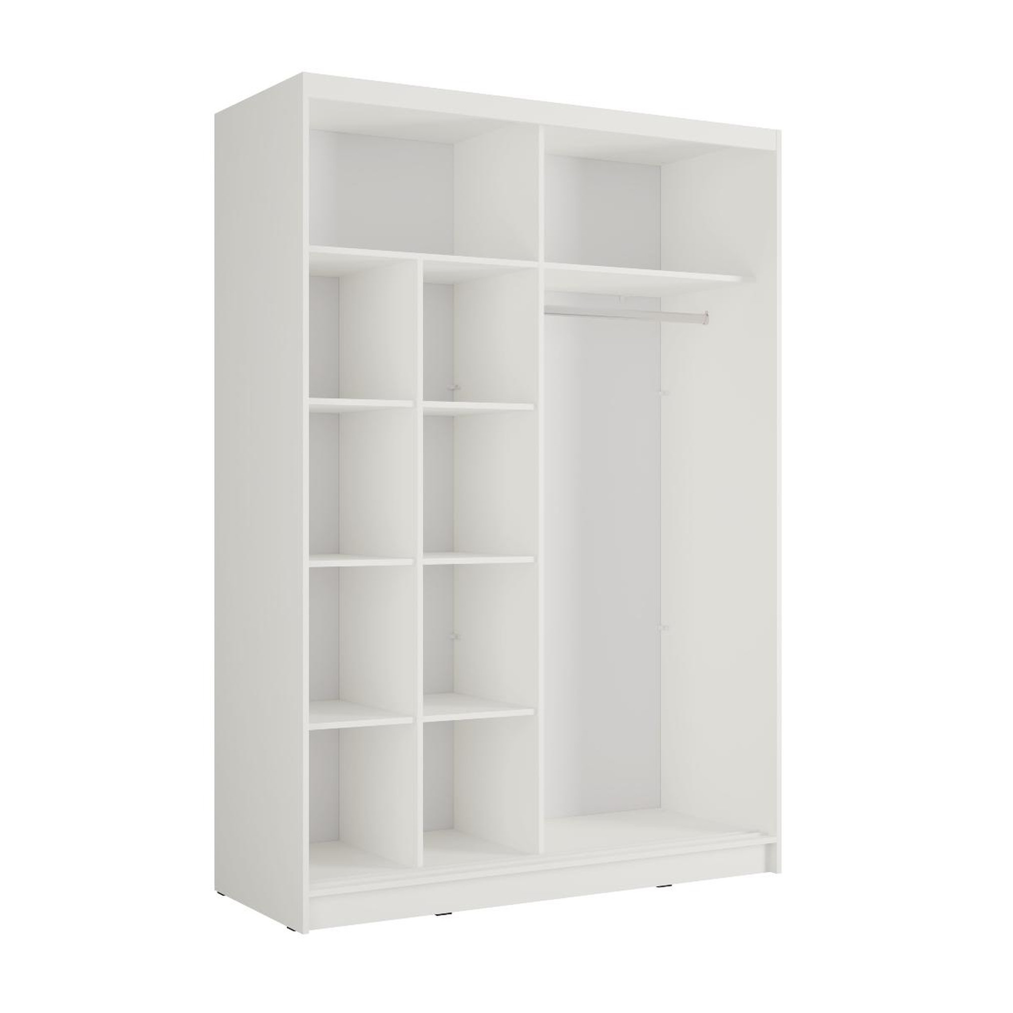 Voir la diapositive 3 : JLC KREATION Armoire dressing moderne blanc et bois 155cm celia